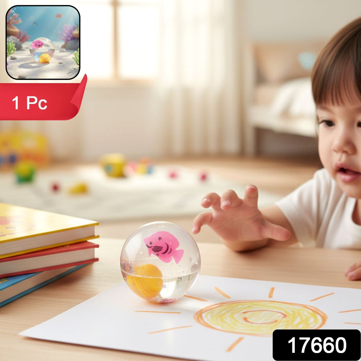Light-Up Transparent Bouncy Ball Impact-Activated LED Flashing Sensory Toy (1 Pc)