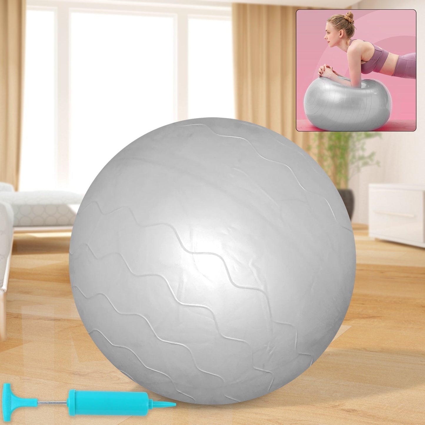 🎠🎠Heavy Duty Gym Ball Non-Slip Stability Ball with Foot Pump for Total Body Fitness (Copy)