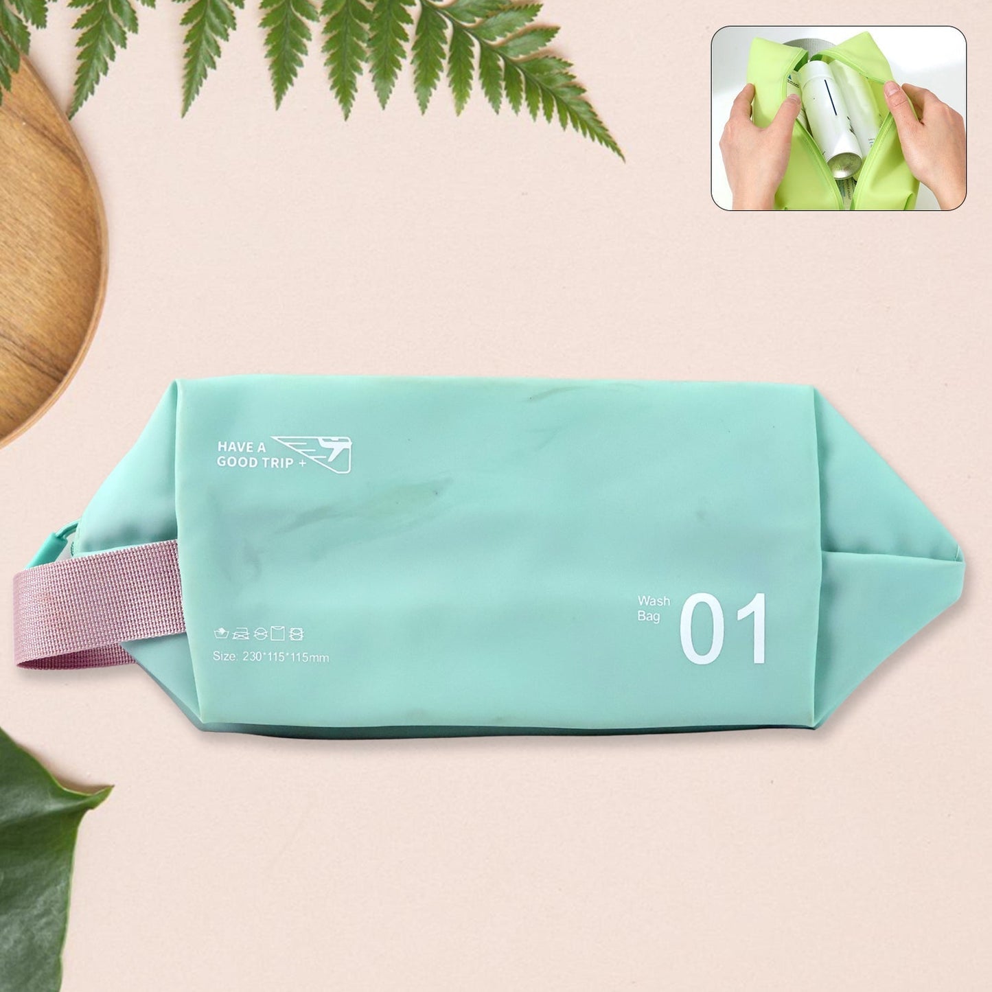 Waterproof Travel Toiletry Wash Bag / Pouch with Zipper Side Handle - (1 Pc)