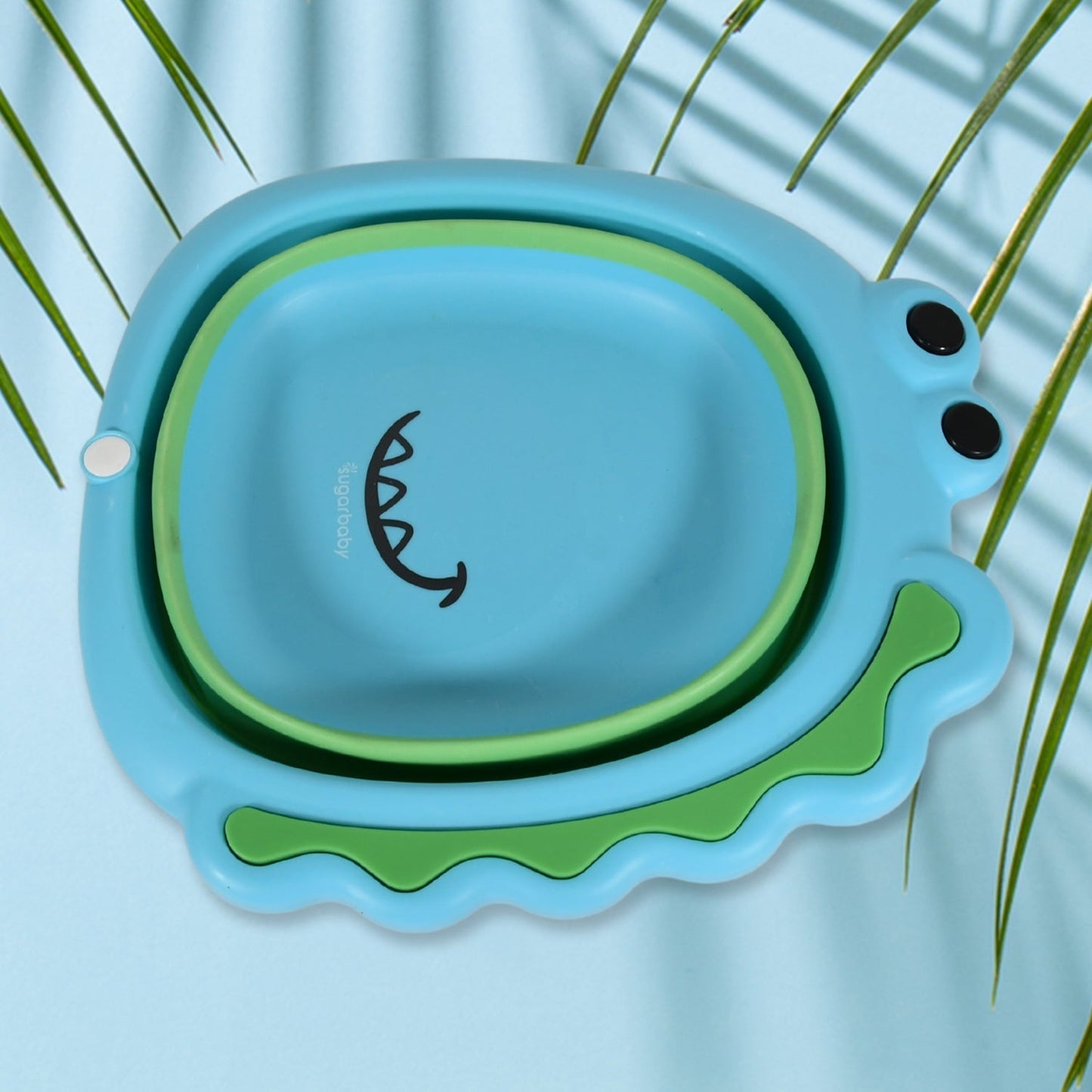 Frog Shape Foldable Baby Wash Basin, Space-Saving Lightweight Face Washing Tub (33×31cm / 1 Pc)