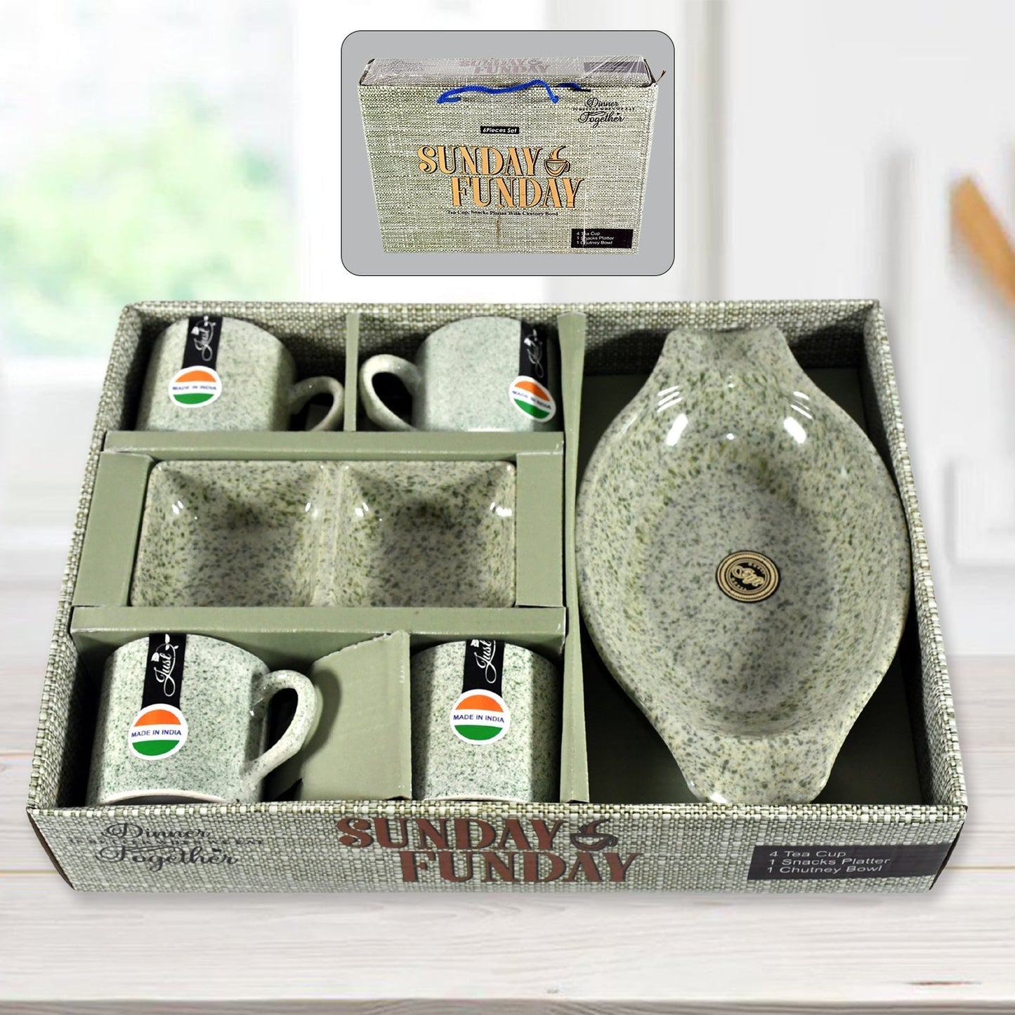 Sunday Funday 6-Piece Tea Set – Platter & Dual Bowl