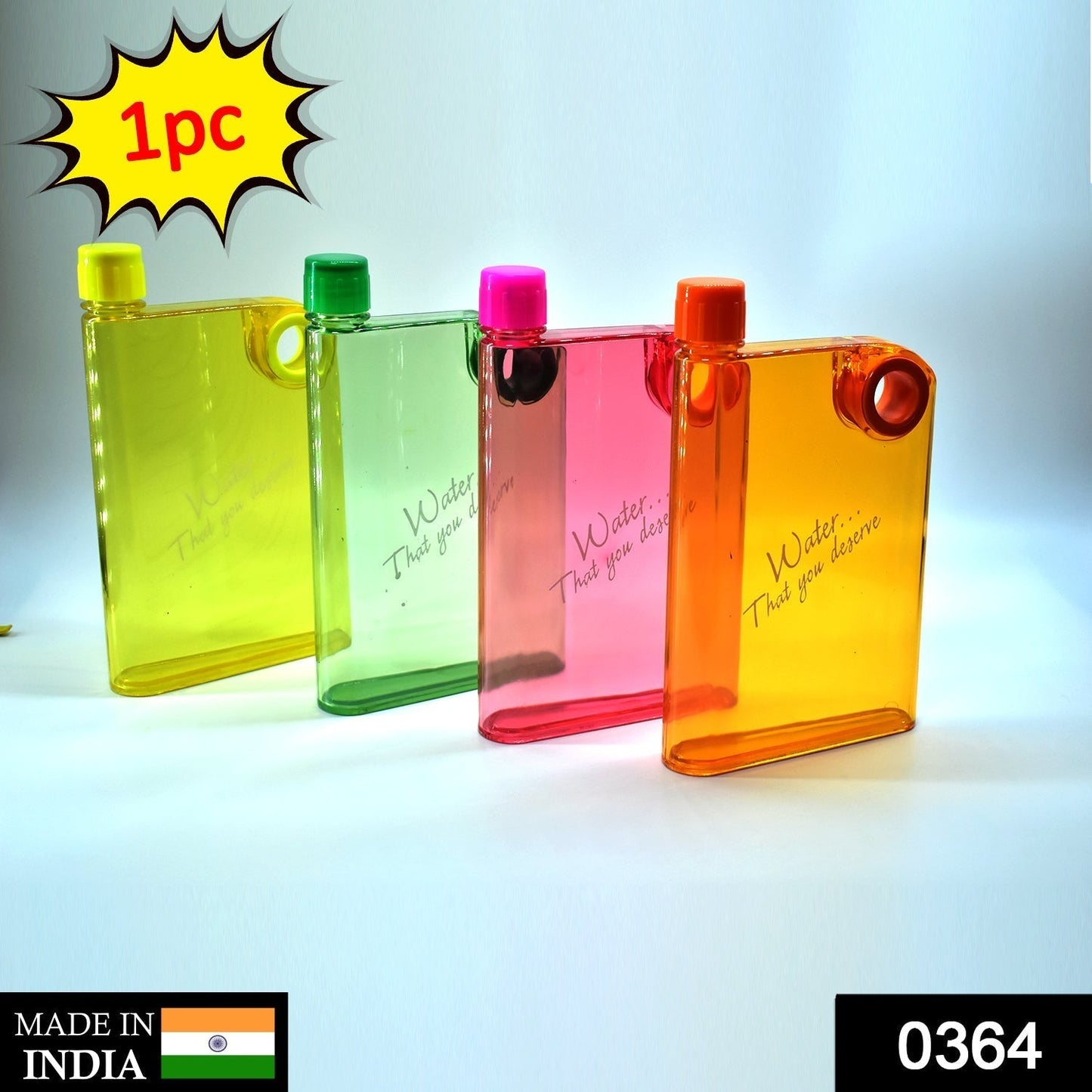 Notebook Style Slim Water Bottle (380 ml, Multicolor)