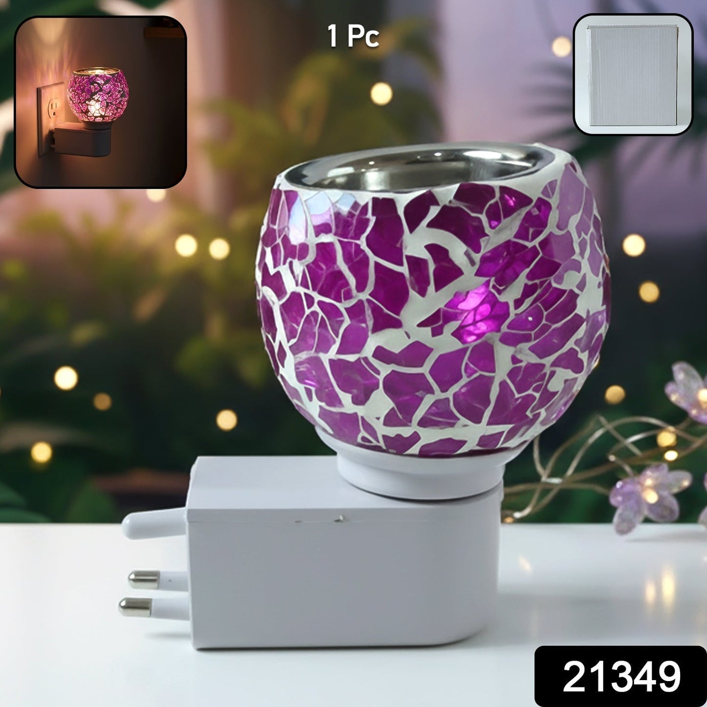 Premium Plug-In Mosaic Glass Aroma Diffuser & Night Lamp (1 Pc)