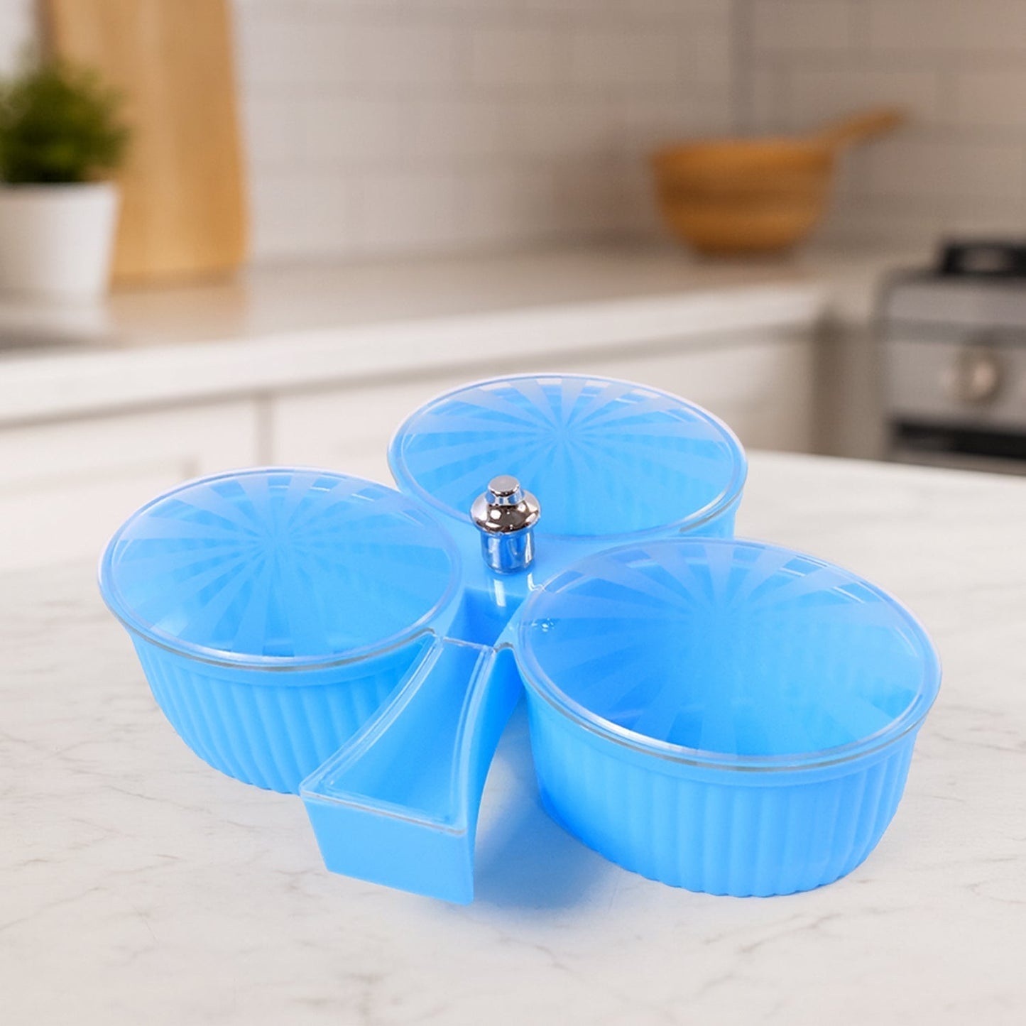 Premium 3-Compartment Revolving Dry Fruit Box (1 Pc)