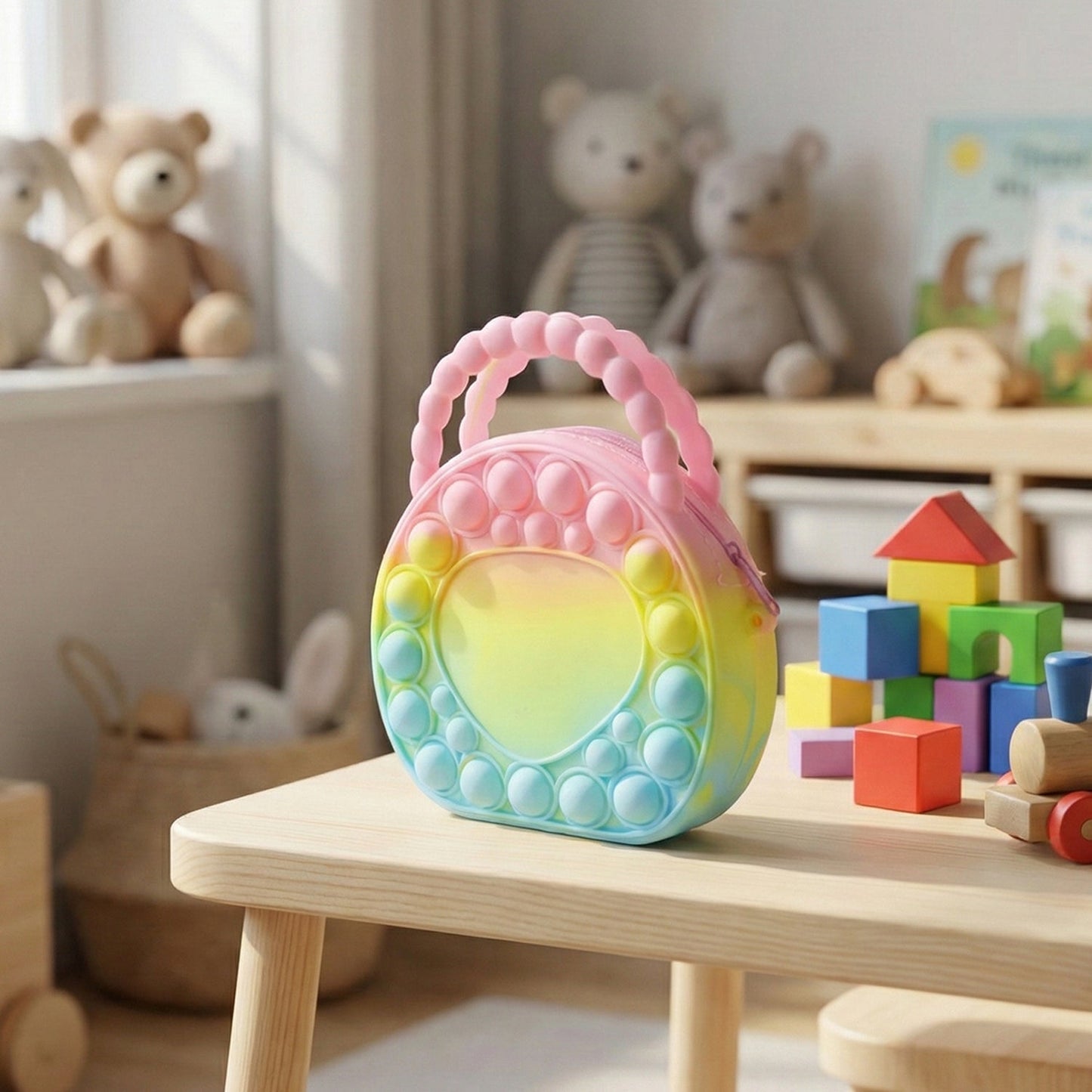 Rainbow Round Silicone Pop It Coin Purse (1 Pc)