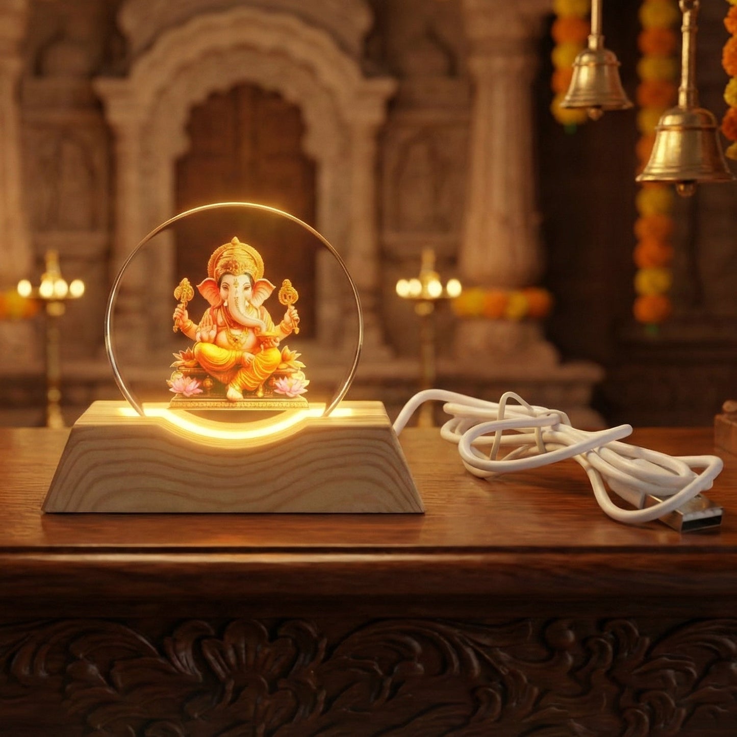 Premium 3D Lord Ganesha Acrylic LED Night Lamp (1 Pc)