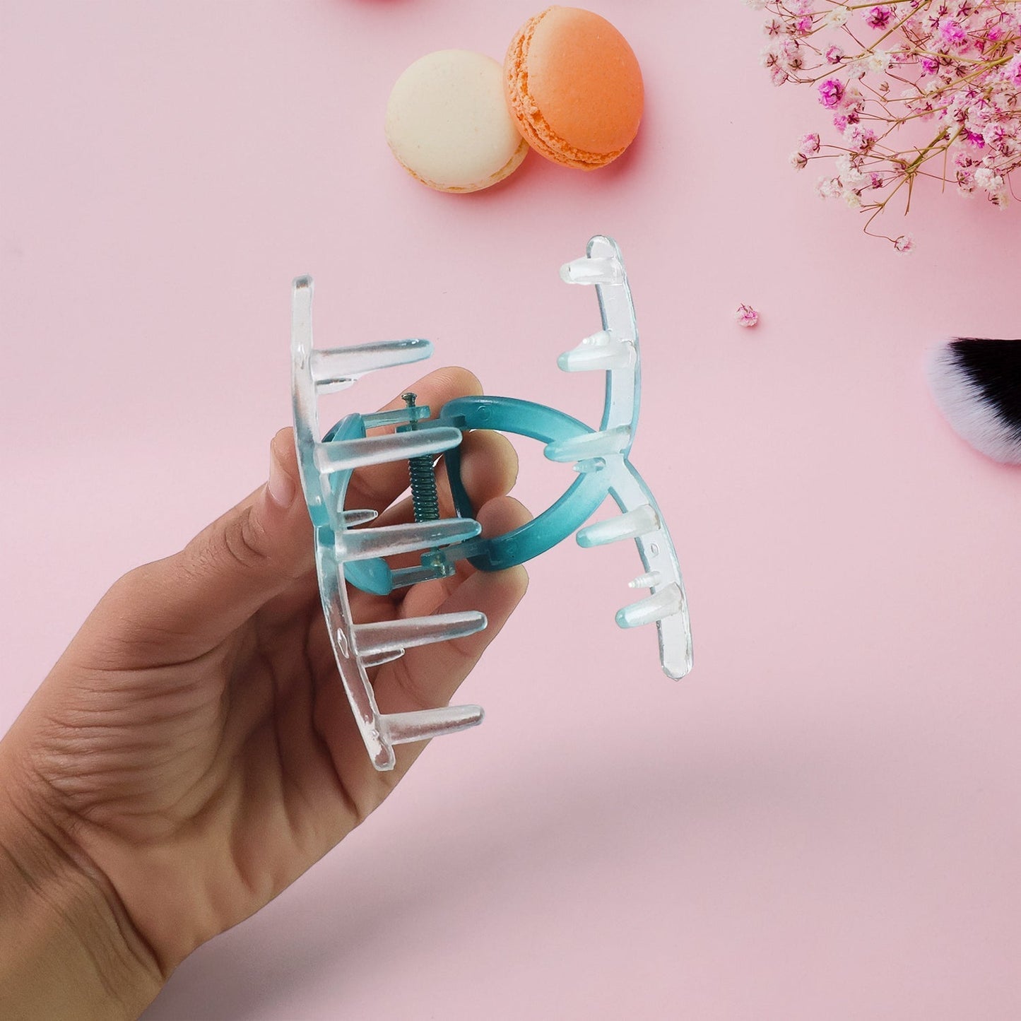 Plastic Hair Clamp Grip, Simple Matte Hair Barrette Clamp (12 Pc / Mix Design)