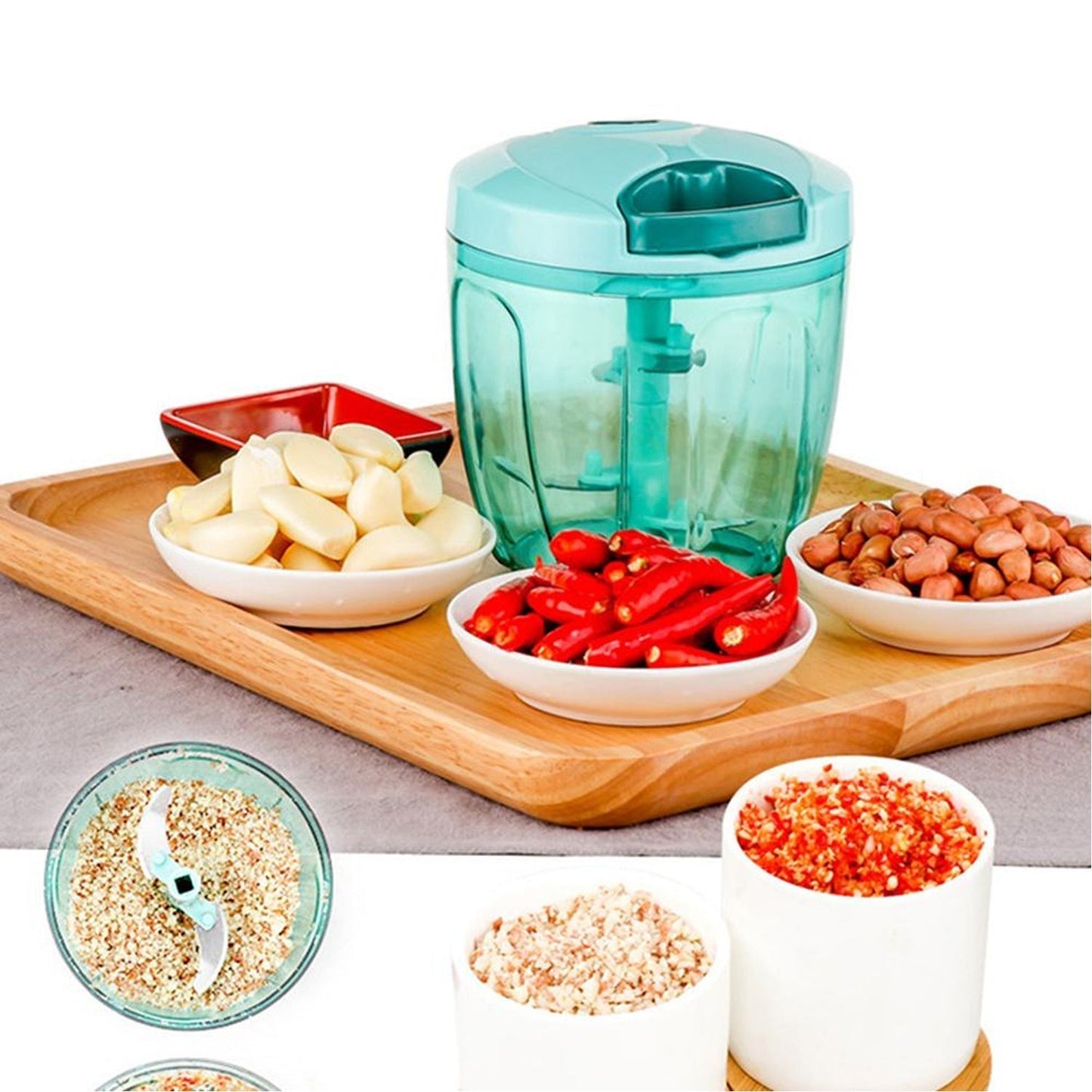 Manual Stainless Steel Vegetable Chopper – Compact, Extra Sharp with 5 Blades