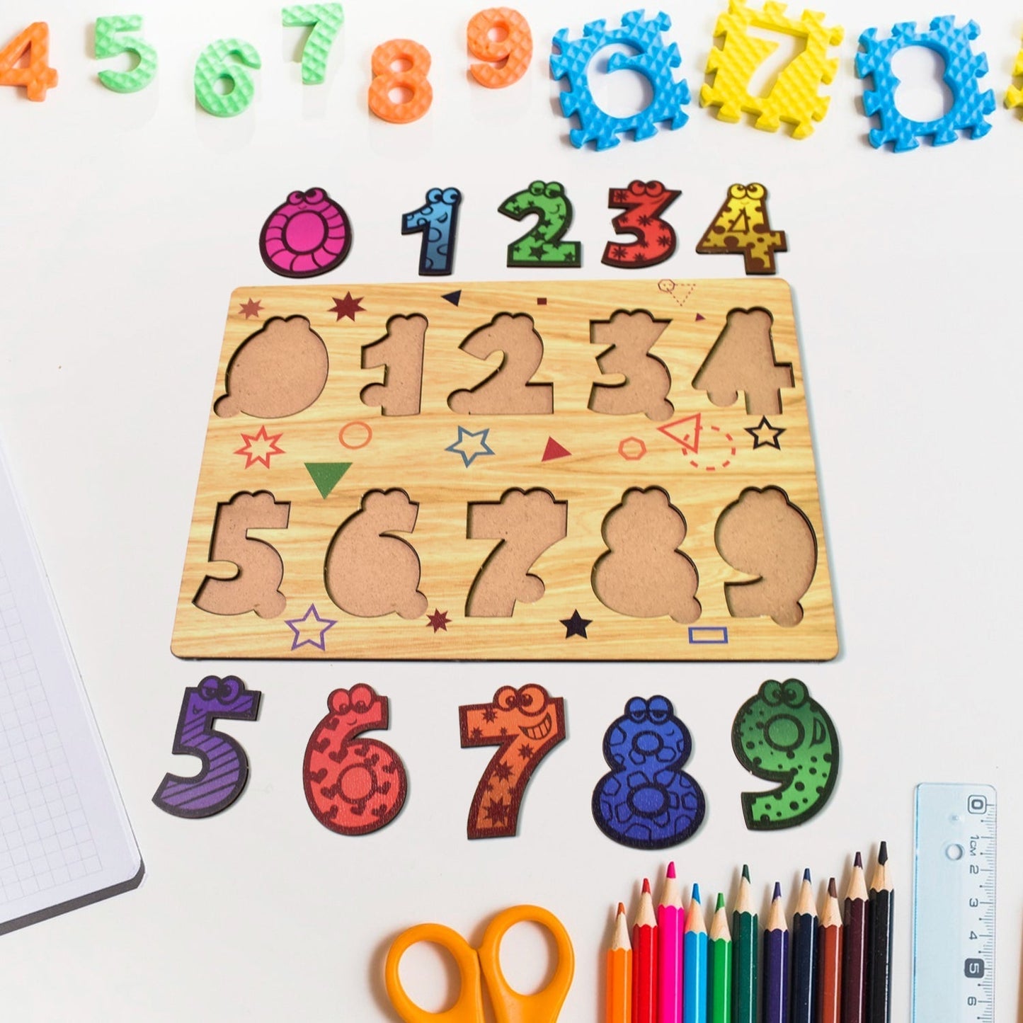 Wooden Puzzle Learning Board for Kids - (1 Pc / Mix Design / random)