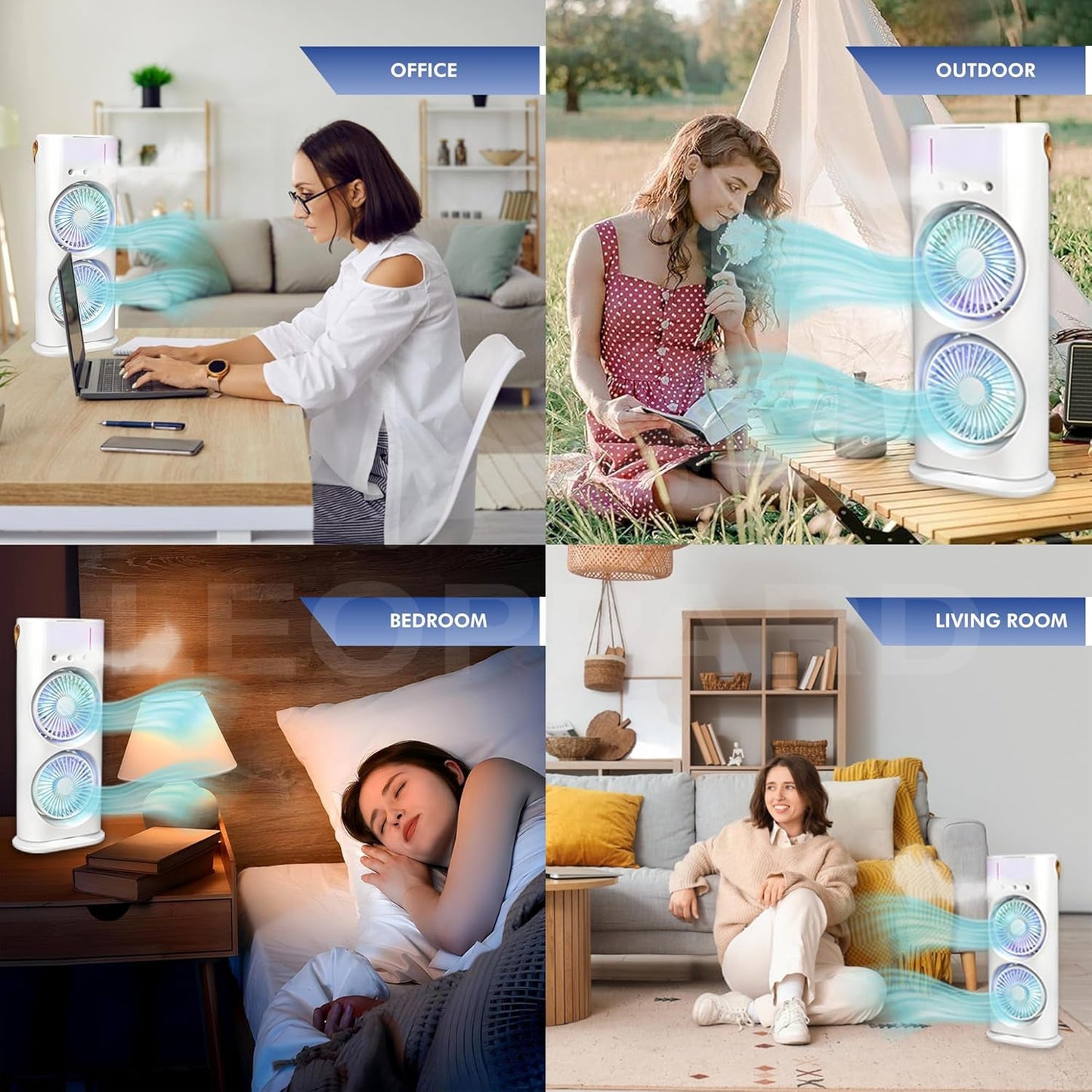 Electric Fan Desktop Double-Head Powerful Air Cooler (1 Pc / With Remote)