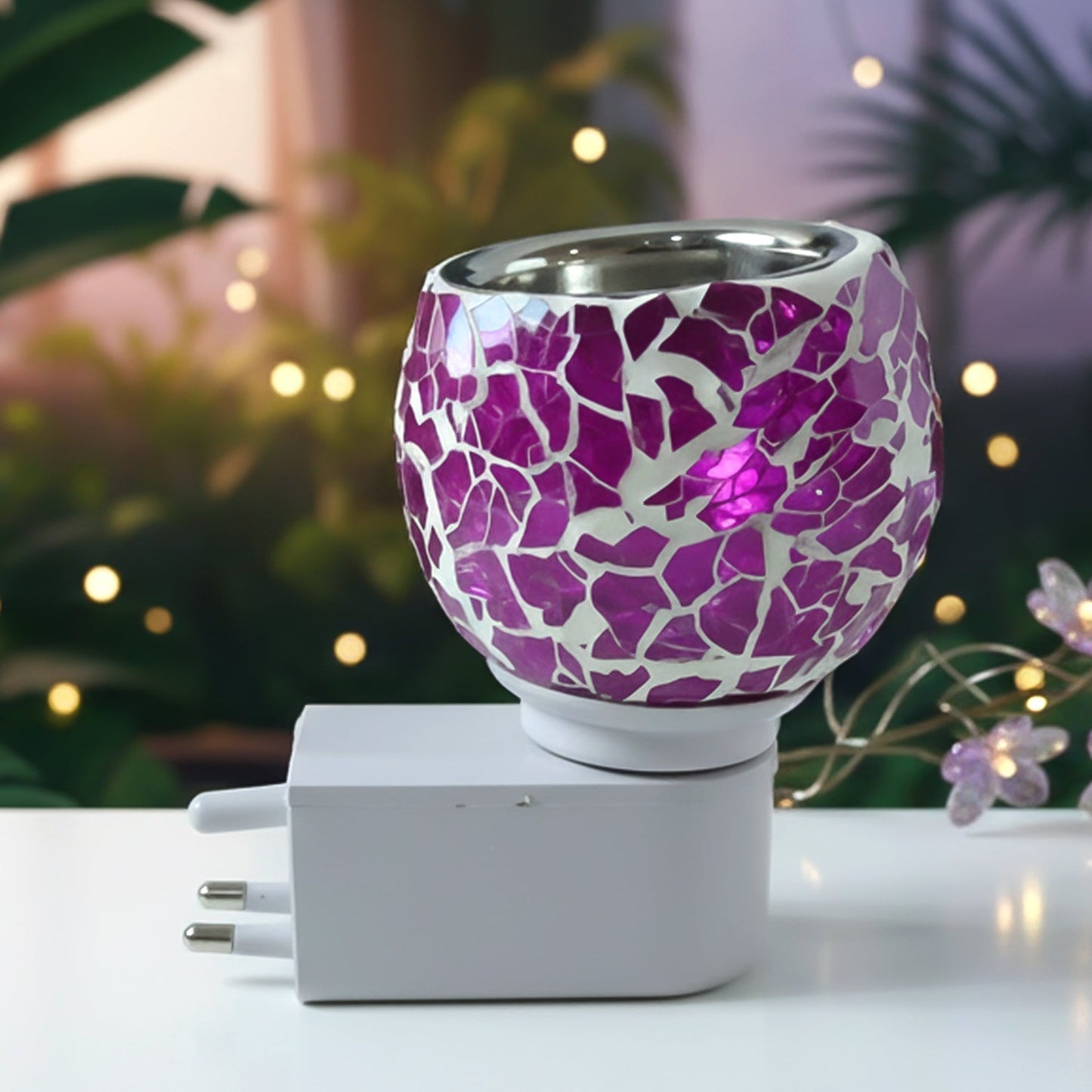 Premium Plug-In Mosaic Glass Aroma Diffuser & Night Lamp (1 Pc)
