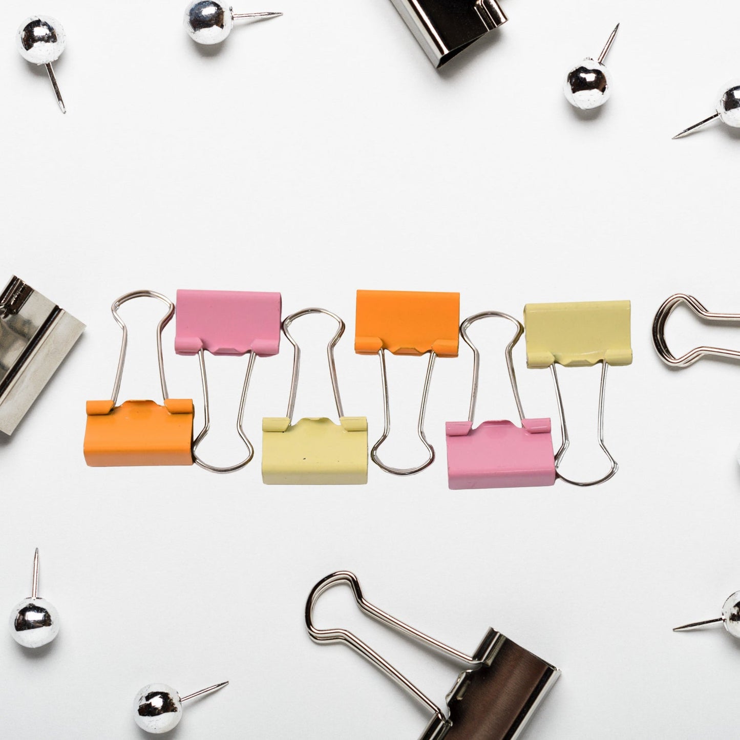 Binder Clips Paper Clips, Push Pins for Office and School Supplies (68 Pcs Set)