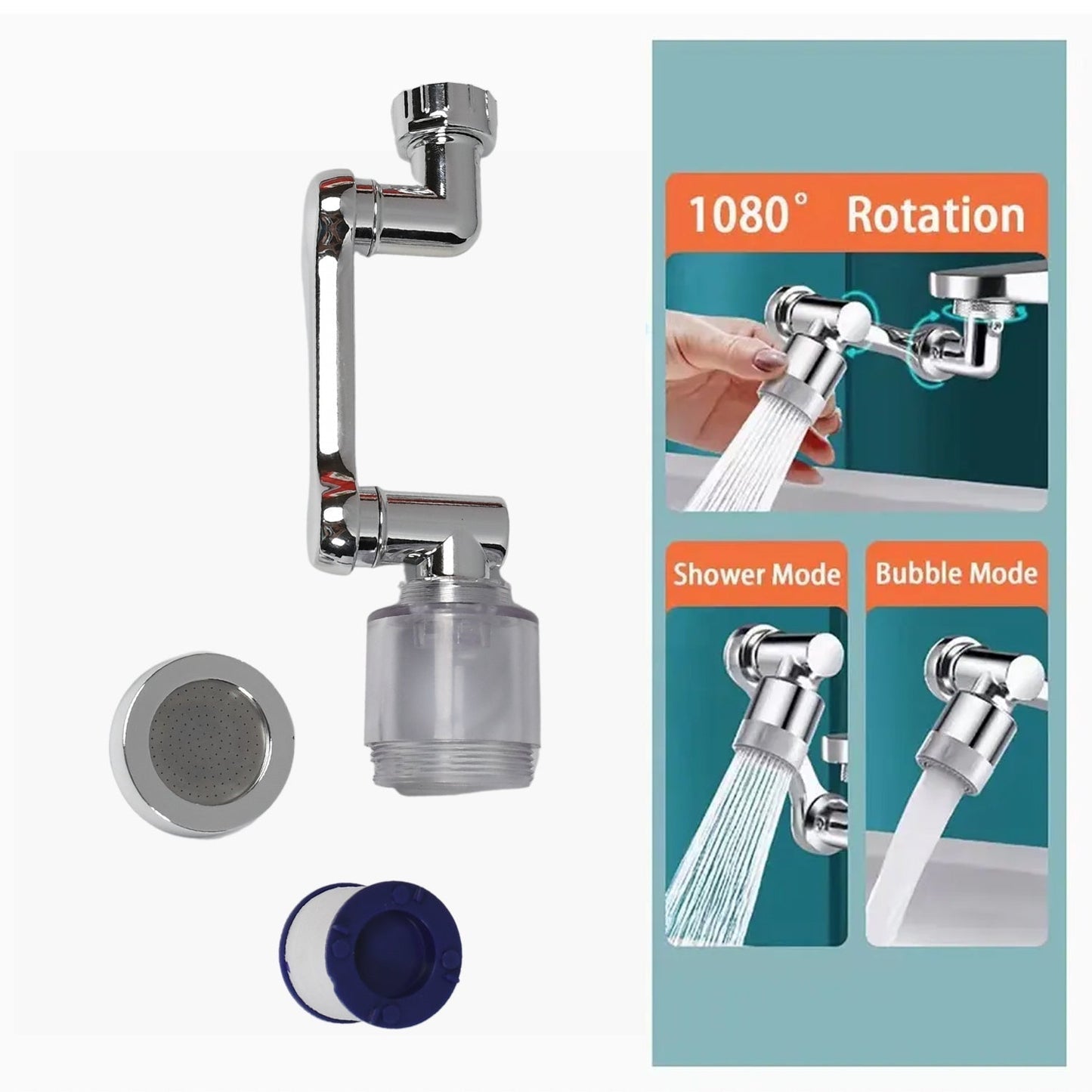 Rotating Splash Filter Faucet Sprayer Head Double O-ring Design For Bathroom Kitchen