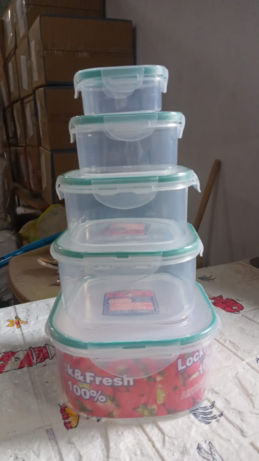 Kitchen Storage Containers Set – Fridge Storage, Plastic Organizer, Snap-Seal Lunch Box (5 Pcs Set)