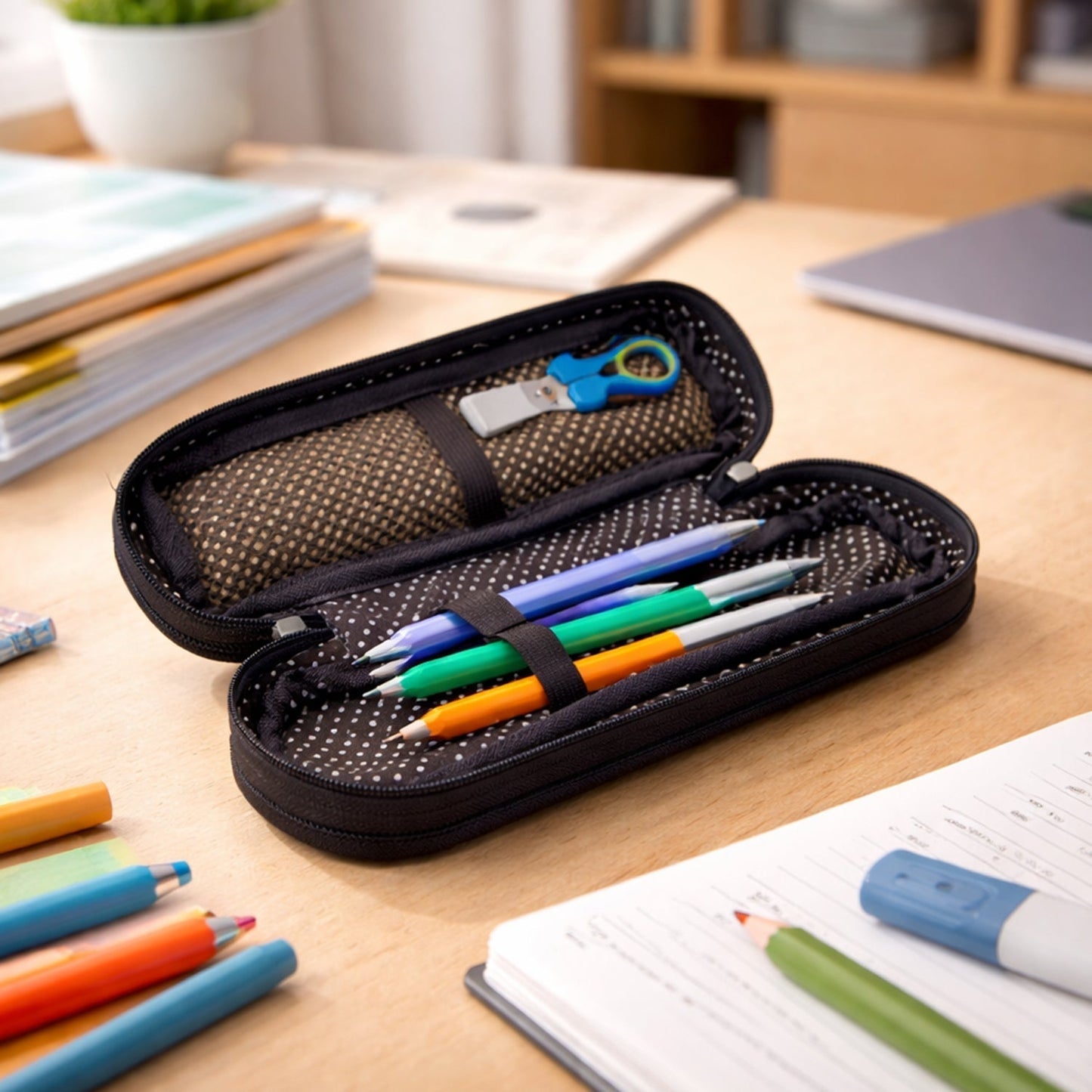 Premium Fabric Zipper Pencil Pouch (1 Pc)