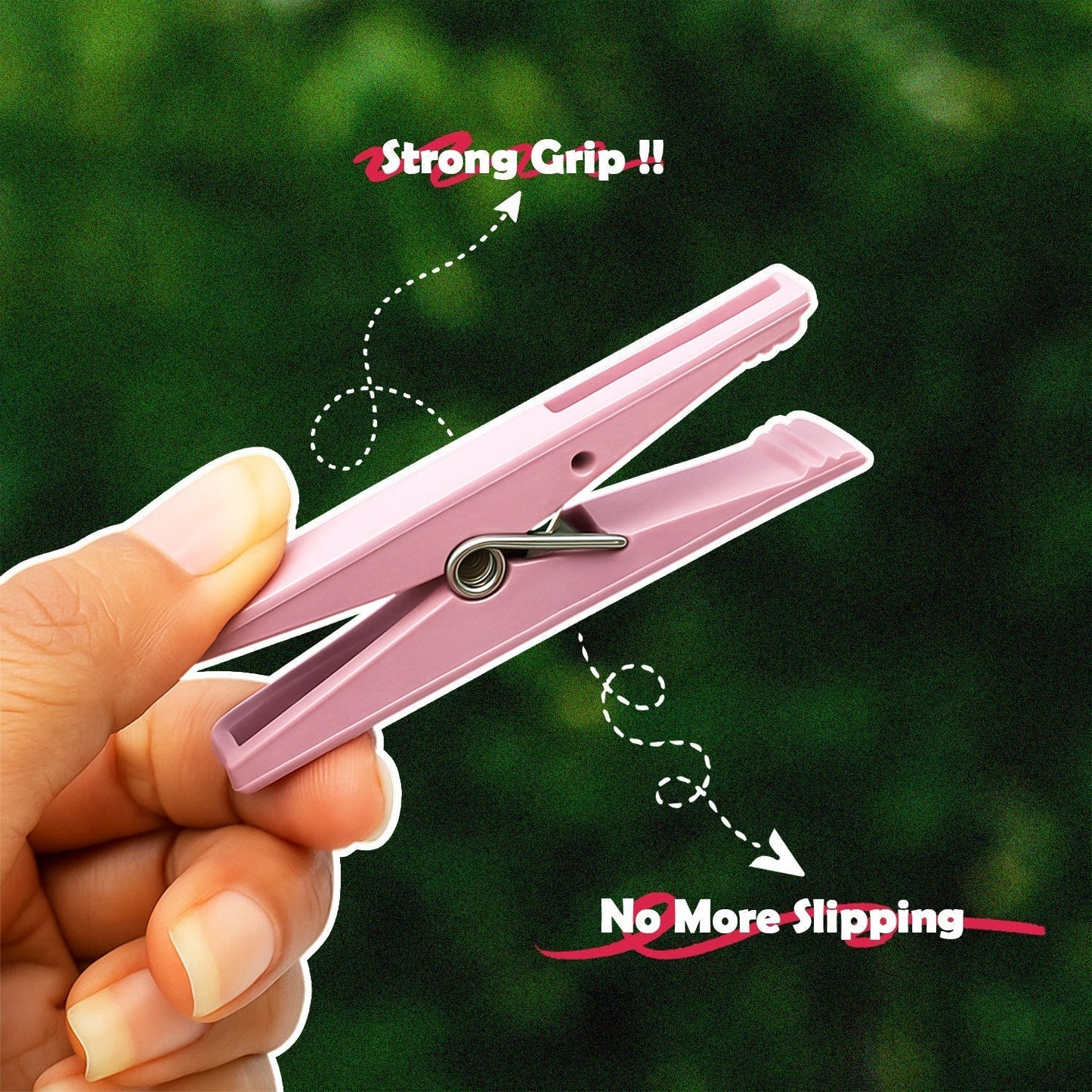 Durable Cloth Clips Set of 12 – Strong Grip Plastic Laundry Pegs with Stainless Steel Spring