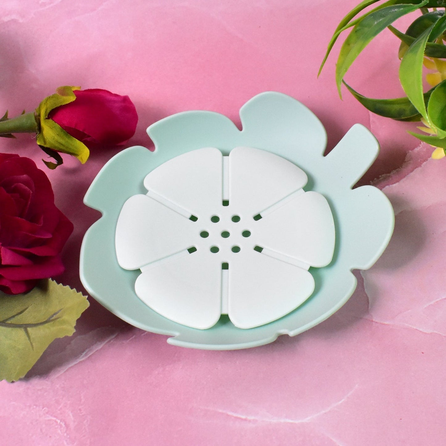 Plastic Flowers Soap Dish Bathroom Accessories Set Shower Gift ,Sabudani (1 Pc)