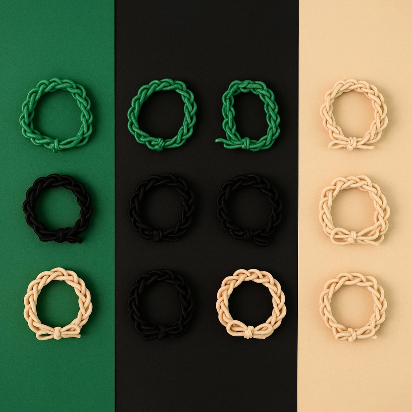 Braided Elastic Hair Bands Set (12 Pc)