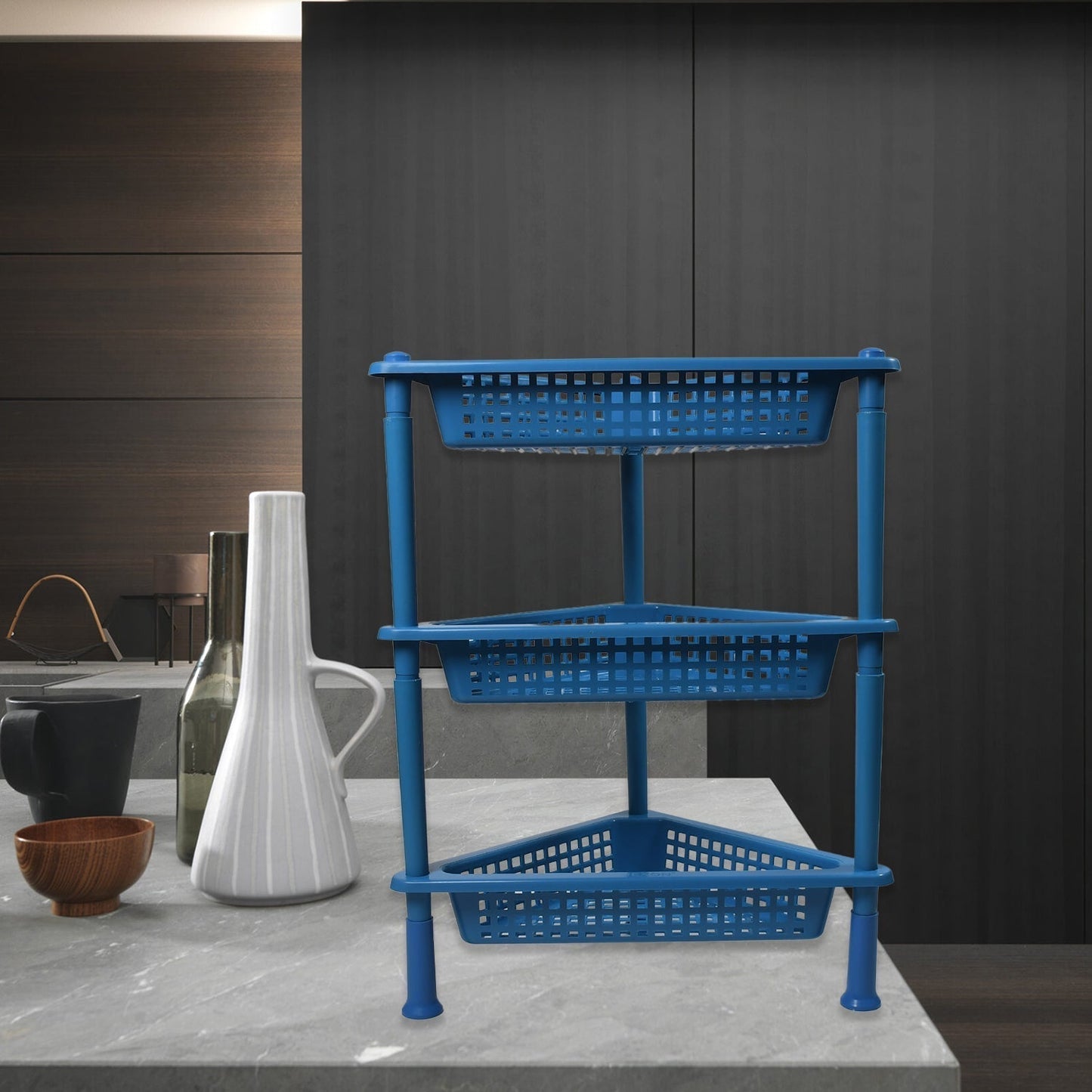 Triangle 3-Tier Plastic Storage Rack for Kitchen, Bathroom & Office