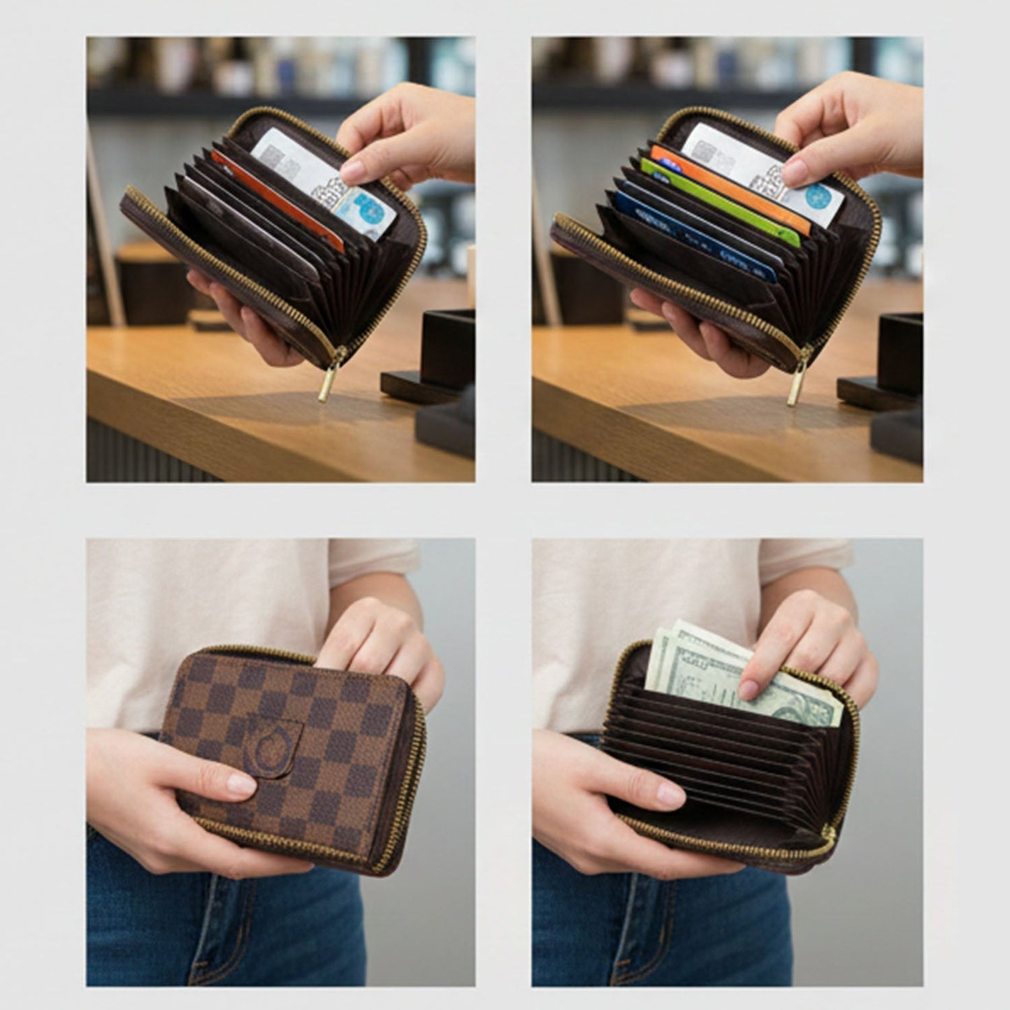 Zip Card Holder Wallet – Multi Card Organizer Case (1 Pc)