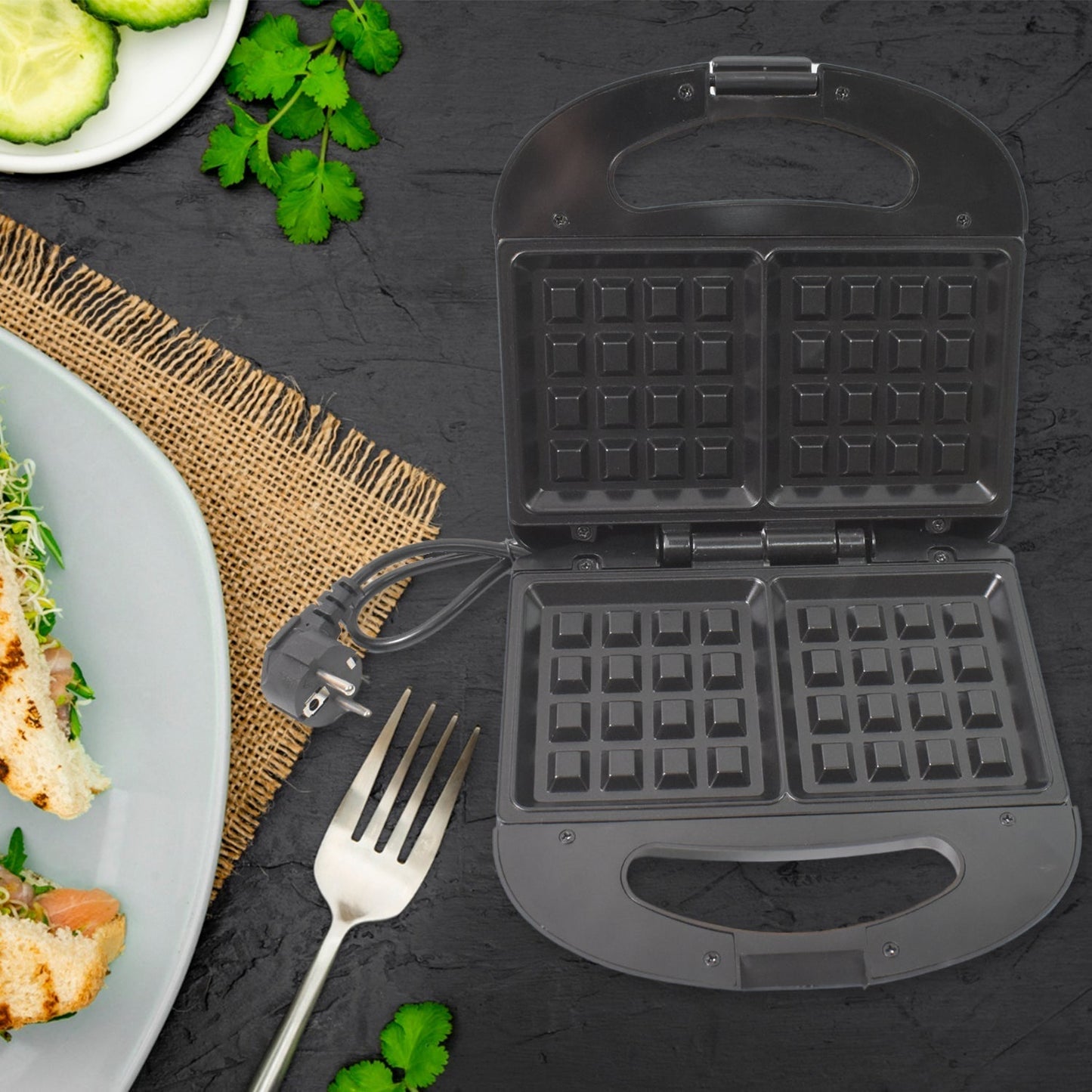 Sandwich Maker, Makes 2 Square Shape Sandwich | Non-Stick Plates| Easy to Use with Indicator Lights