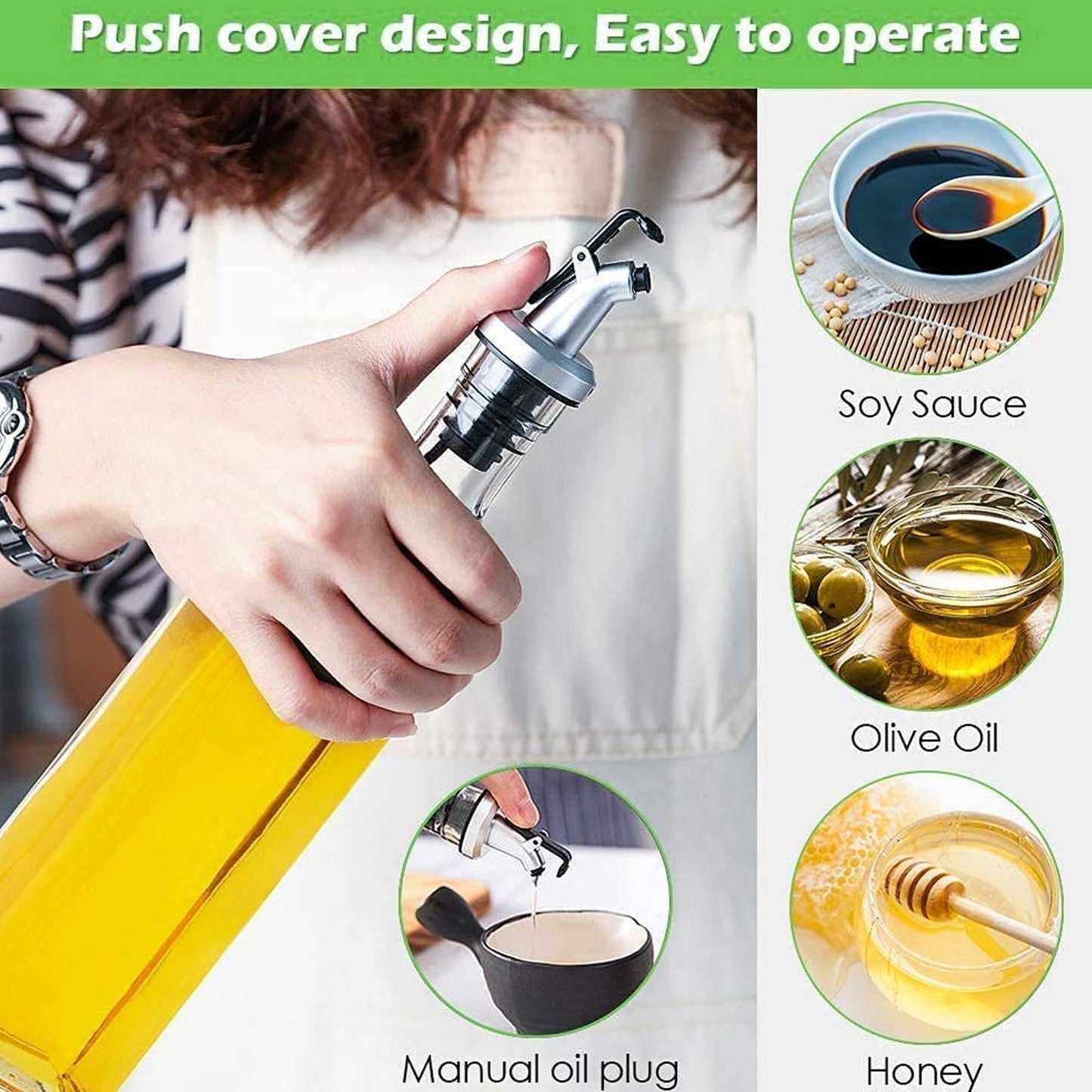 Transparent Glass Oil Dispenser 500 ML Bottle Set of 2, Spice Jar 250 ML Set of 3, Oil Bottle for Kitchen, Oil & Vinegar Storage Glass Bottle, Glass Container for Spice, Masala (5 Pcs Set)