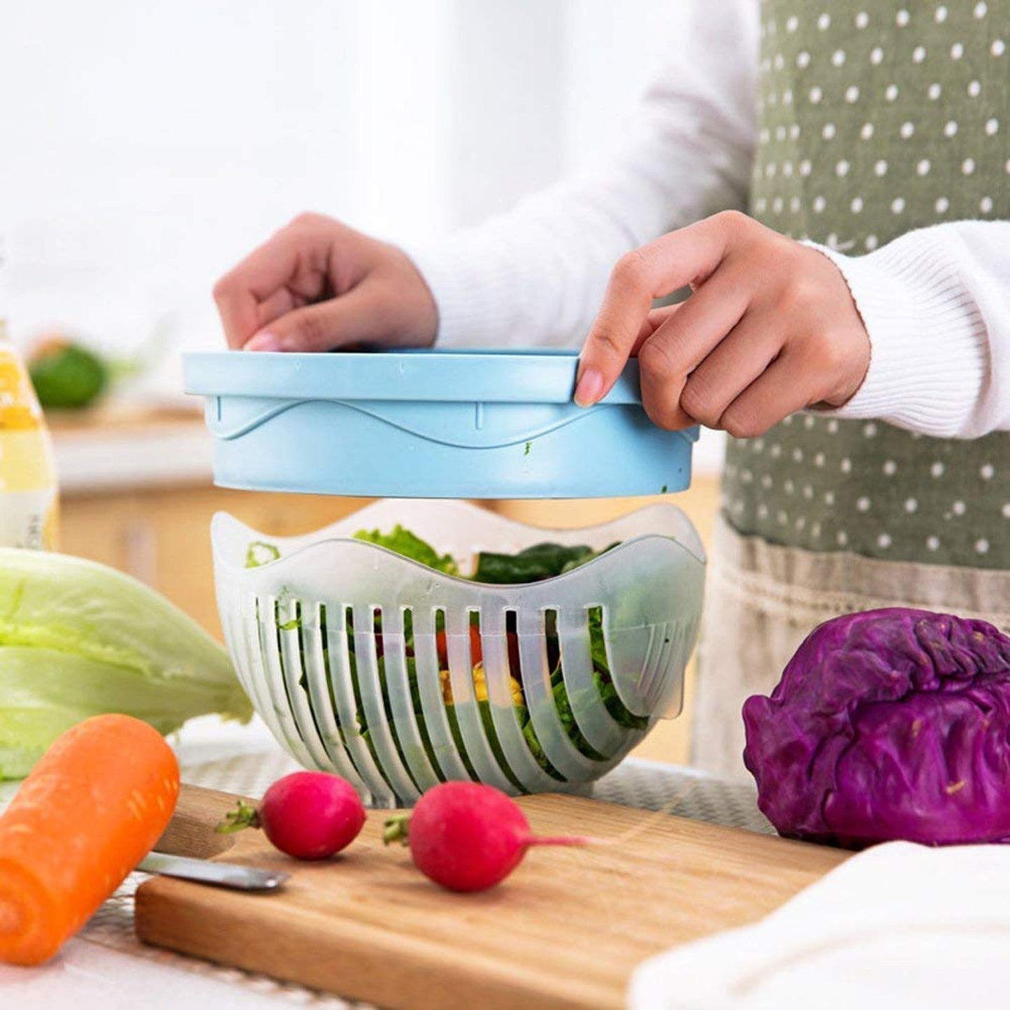 Plastic 60 Seconds Salad Cutter Salad Maker Salad Bow (1 Pc)