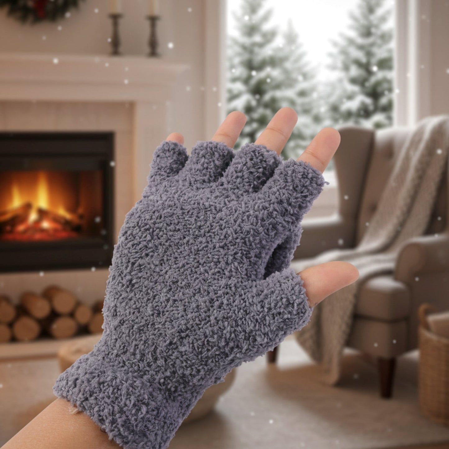 Winter Fingerless Gloves – Soft Warm Hand Gloves for Men & Women (1 Pair)