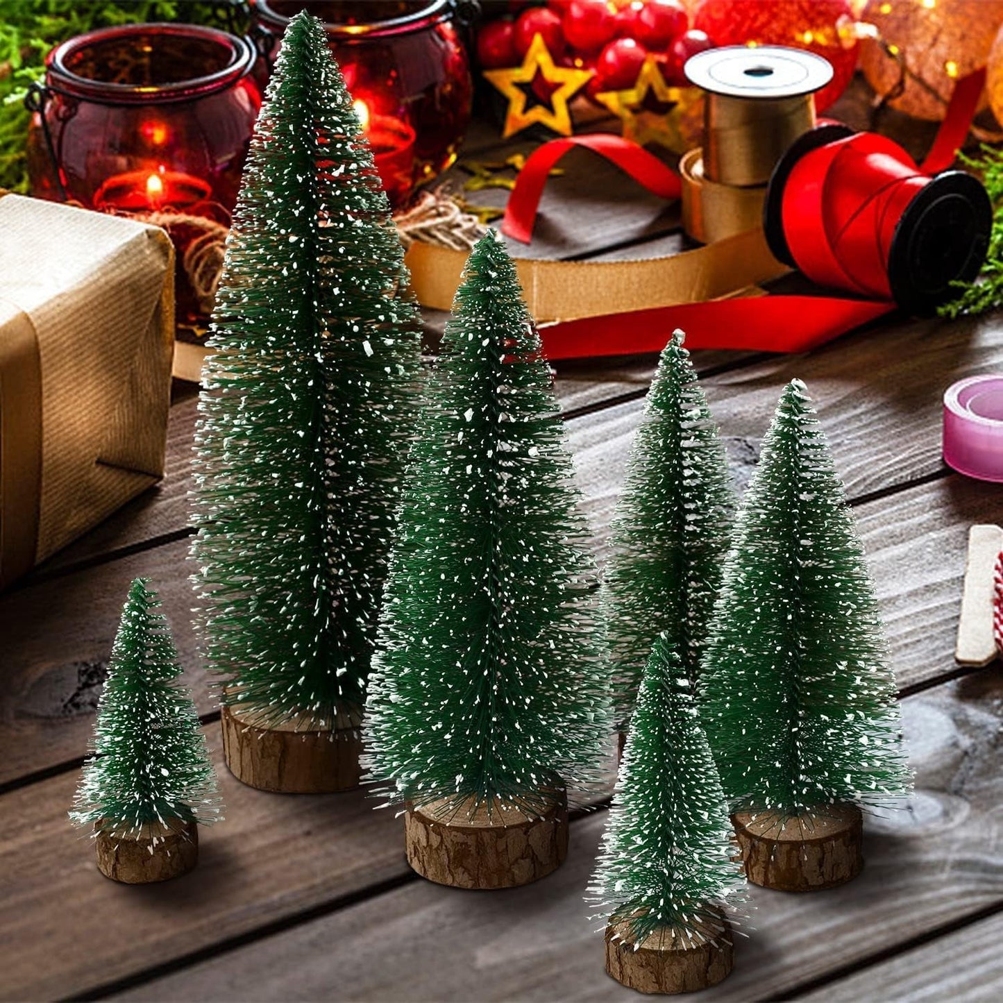 Mini Artificial Christmas Tree with Snow Effect (1 Pc)