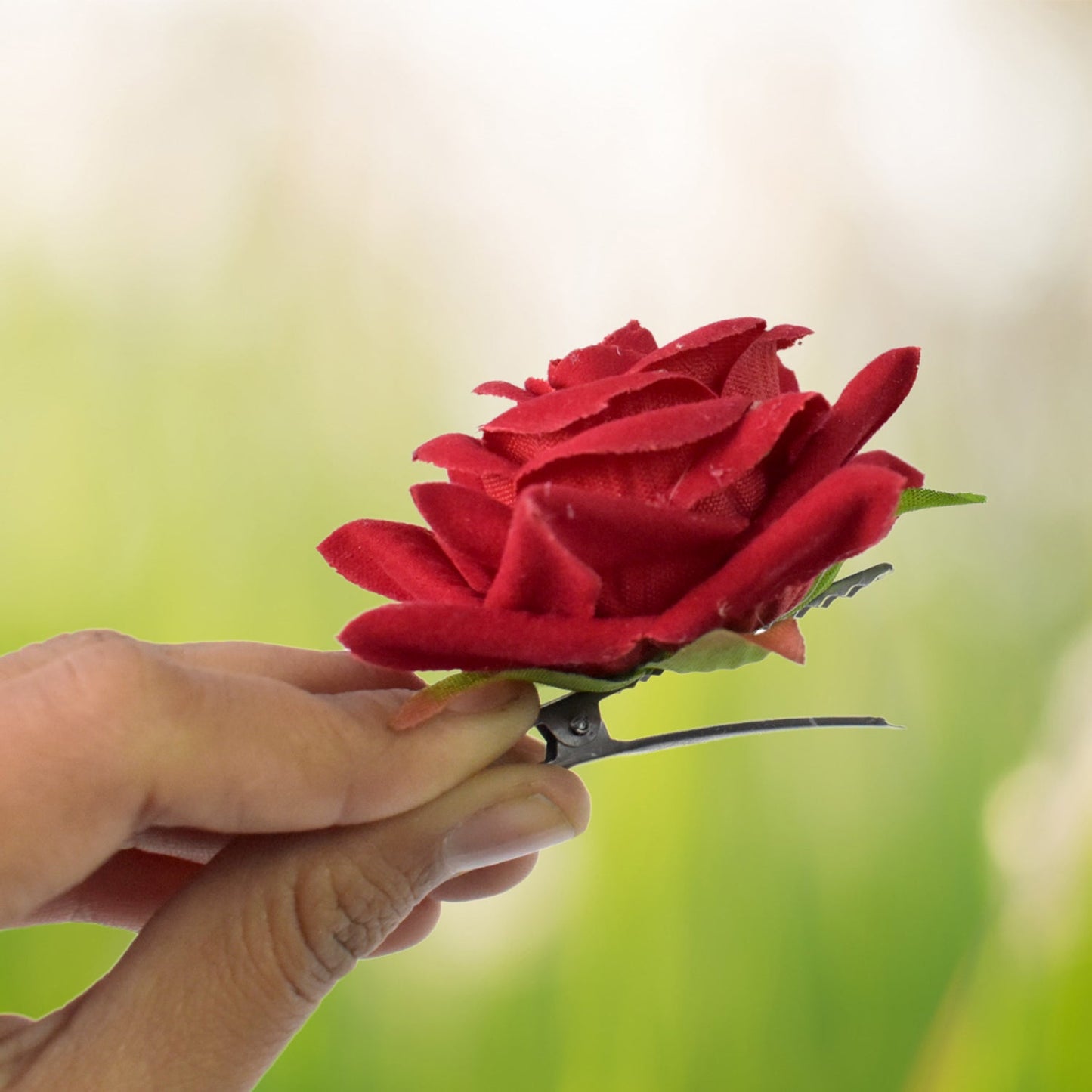Flower Rose Hair Pin / Clip Velvet Flower Design (12 pcs Set / Red Color Only), Hair accessories