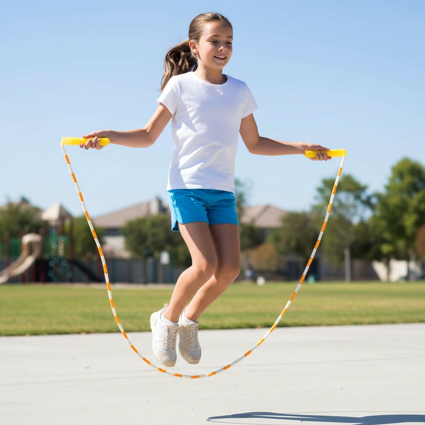 Yellow & White Beaded Skipping Jump Rope (1 Set)