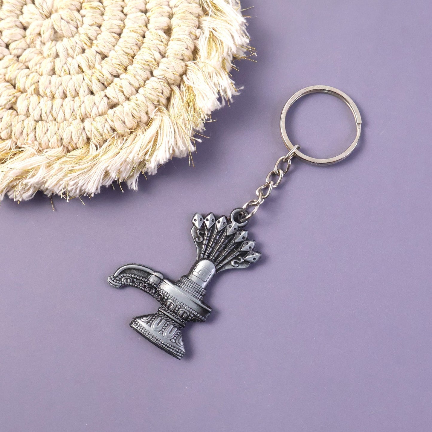 Premium Metal Shiva Lingam with Naag Religious Keychain (1 Pc)