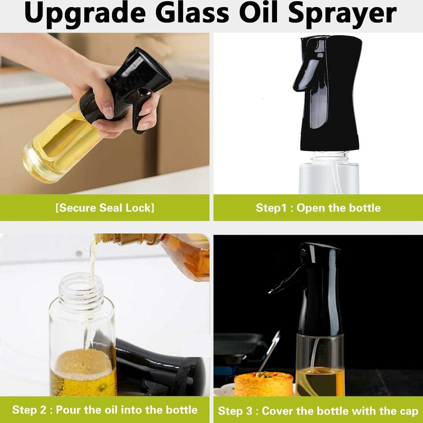 Glass Premium Oil Spray Bottle - (300 Ml Approx / 1 Pc)