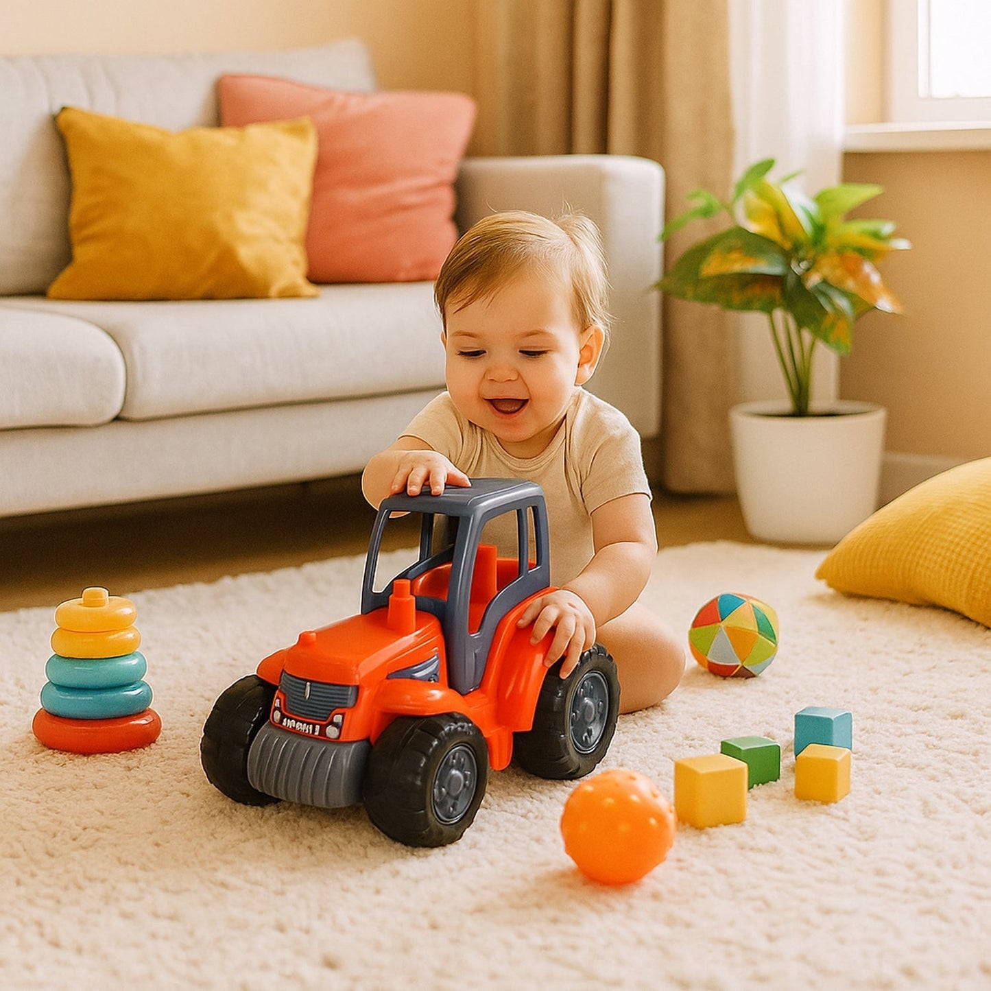 Funwoods Kids Friction Powered Tractor Toy - (1 Pc)
