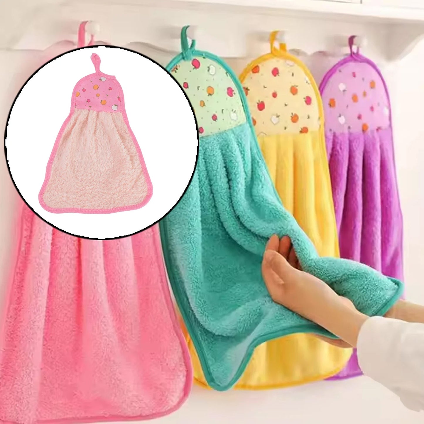 Soft Hanging Hand Towel with Self Adhesive Wall Hook Combo