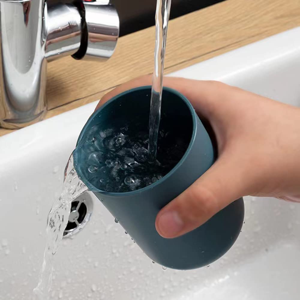 Multipurpose Wall Mount Toothbrush Holder Plastic Stand With 2 Cup (1 Set)