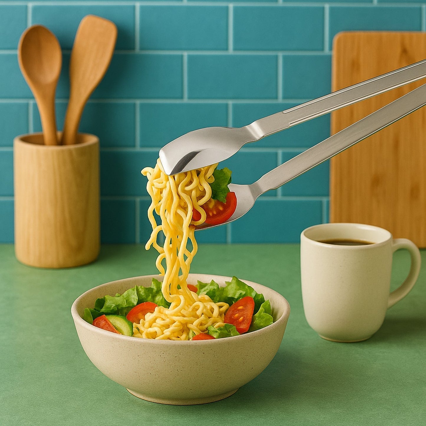Stainless Steel Multipurpose Serving Tong – 2-in-1 Pasta & Salad Tong (1 Pc)