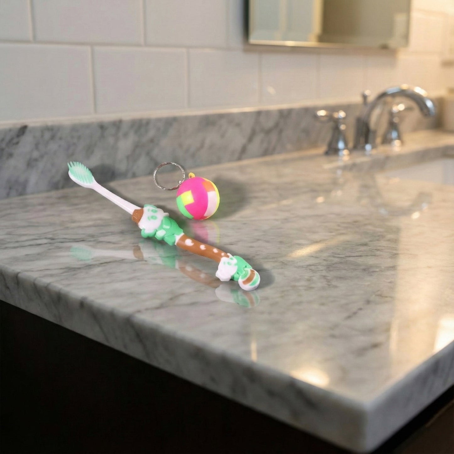 Kids Toothbrush and Ball Keychain Toy Set