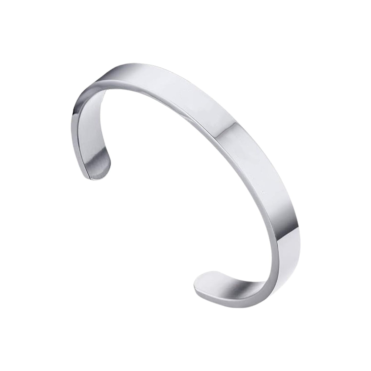 Minimalist Polished Open-Ended Silver-Tone Stainless Steel Kada (1 Pc)