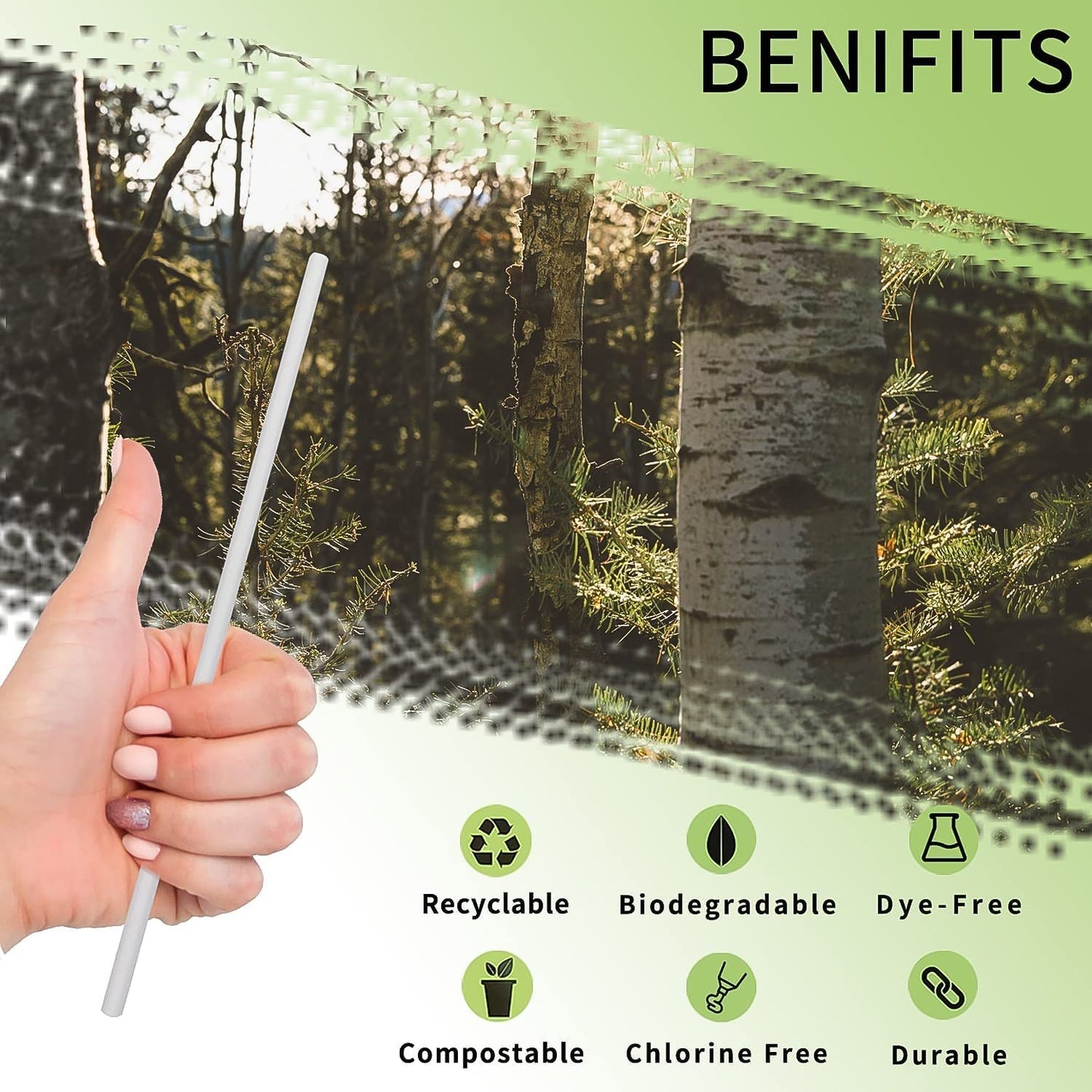 Paper Straw – Plain 6 mm Diameter, 200 mm Length, 50 Pcs Pack