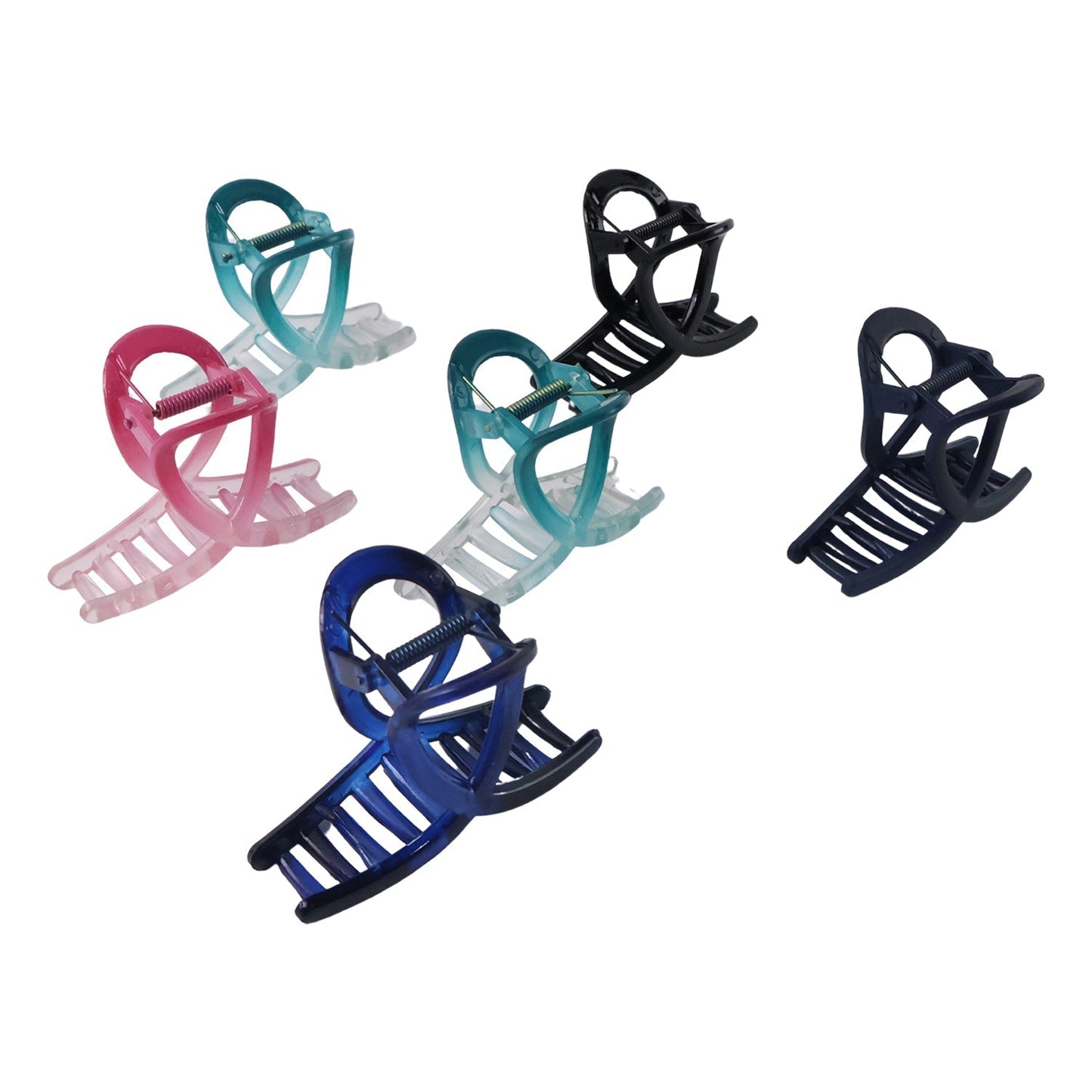Plastic Hair Clamp Grip, Simple Matte Hair Barrette Clamp (12 Pc / Mix Design)