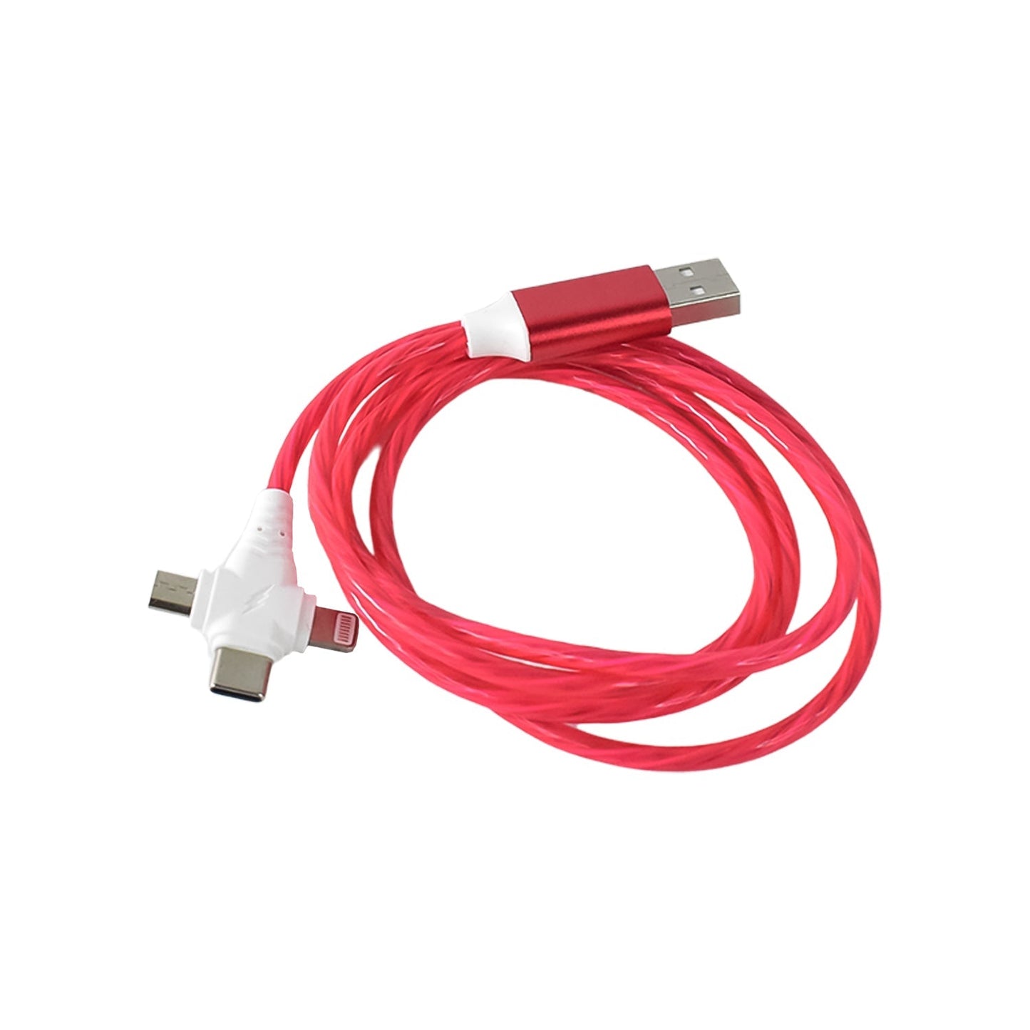 3 in 1 Charging Cable Light Up Fast Charger Lighting Cable (Mix Color)