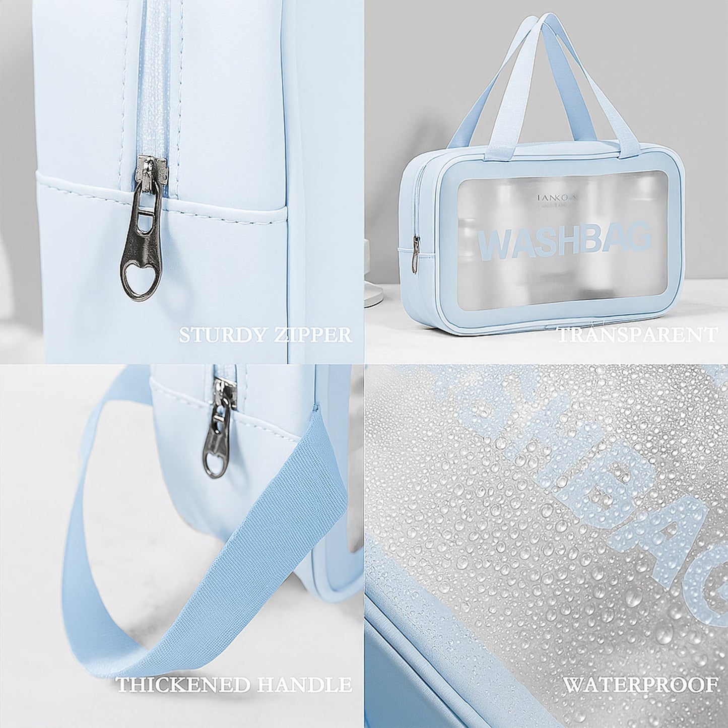 3-IN-1 Waterproof Transparent Travel Toiletry Bag Set