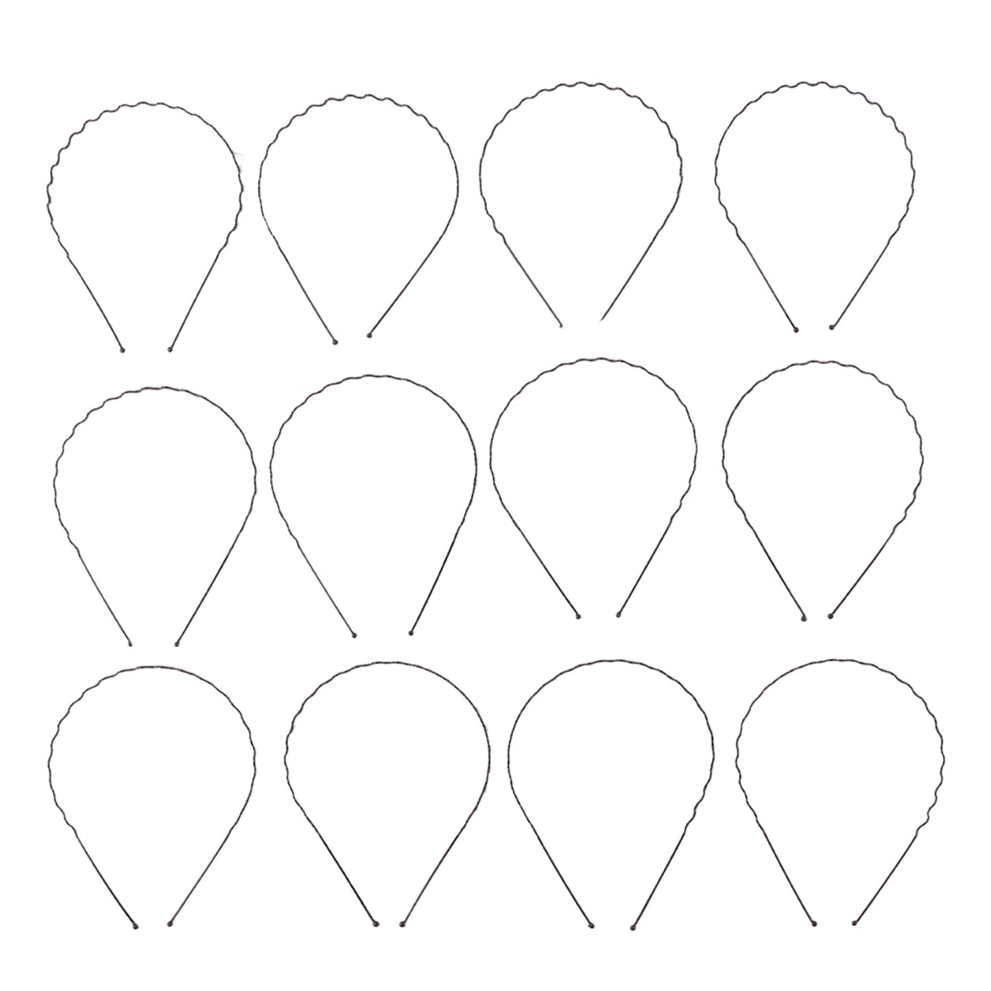 Premium Metal Wave Hair Bands for Men & Women (12 Pc)