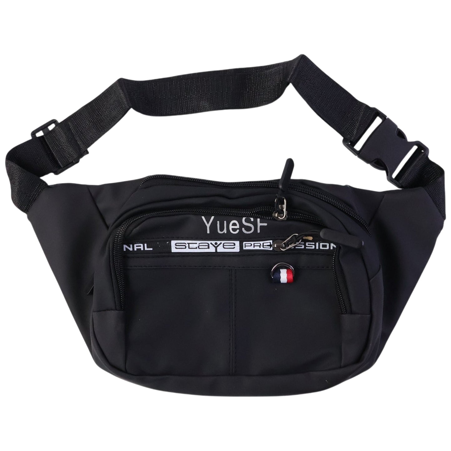 Stylish Multi-Pocket Black Waist Bag / Fanny Pack (1 Pc)