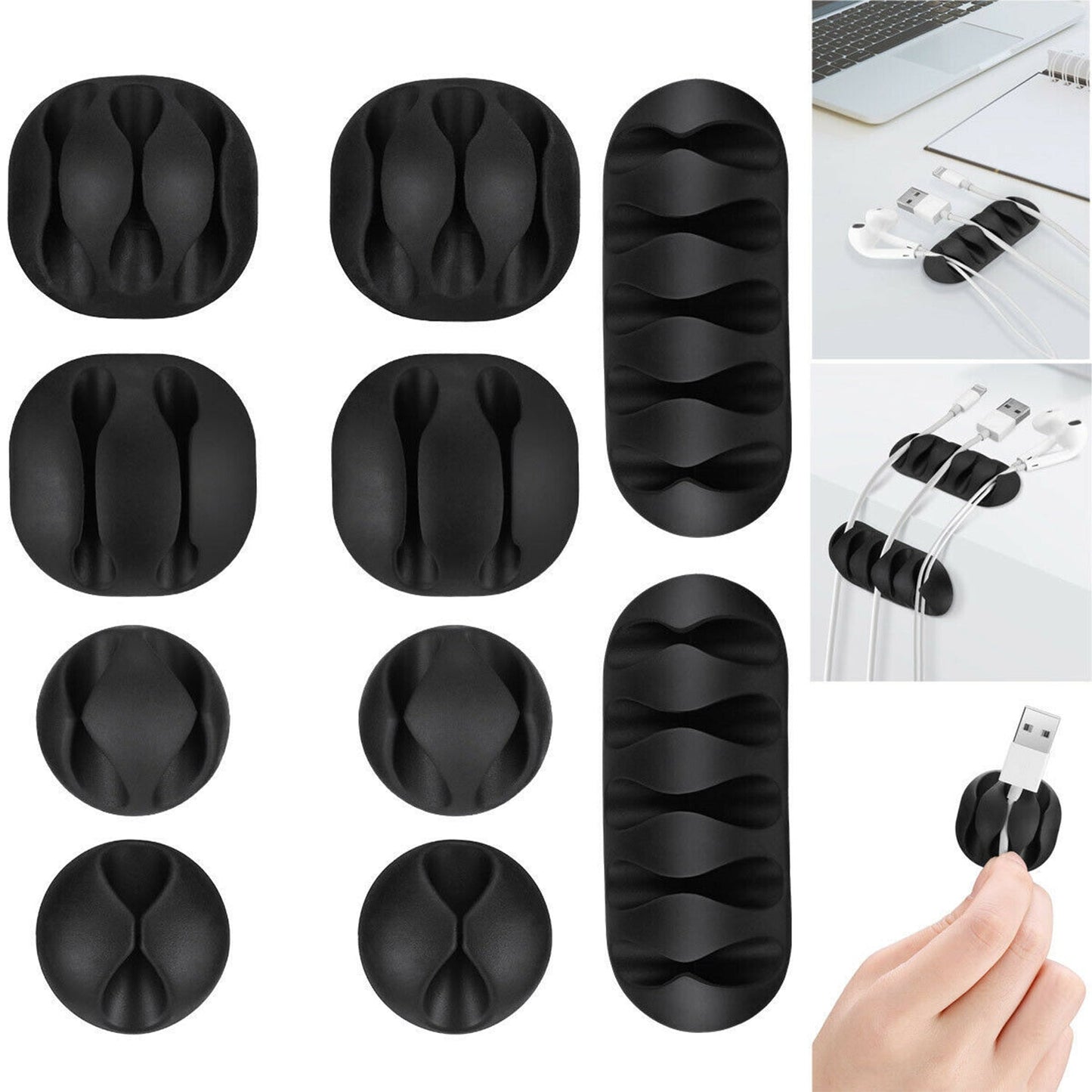 Multi-Purpose Cable Clips and Wire Organizer for Desk and Table