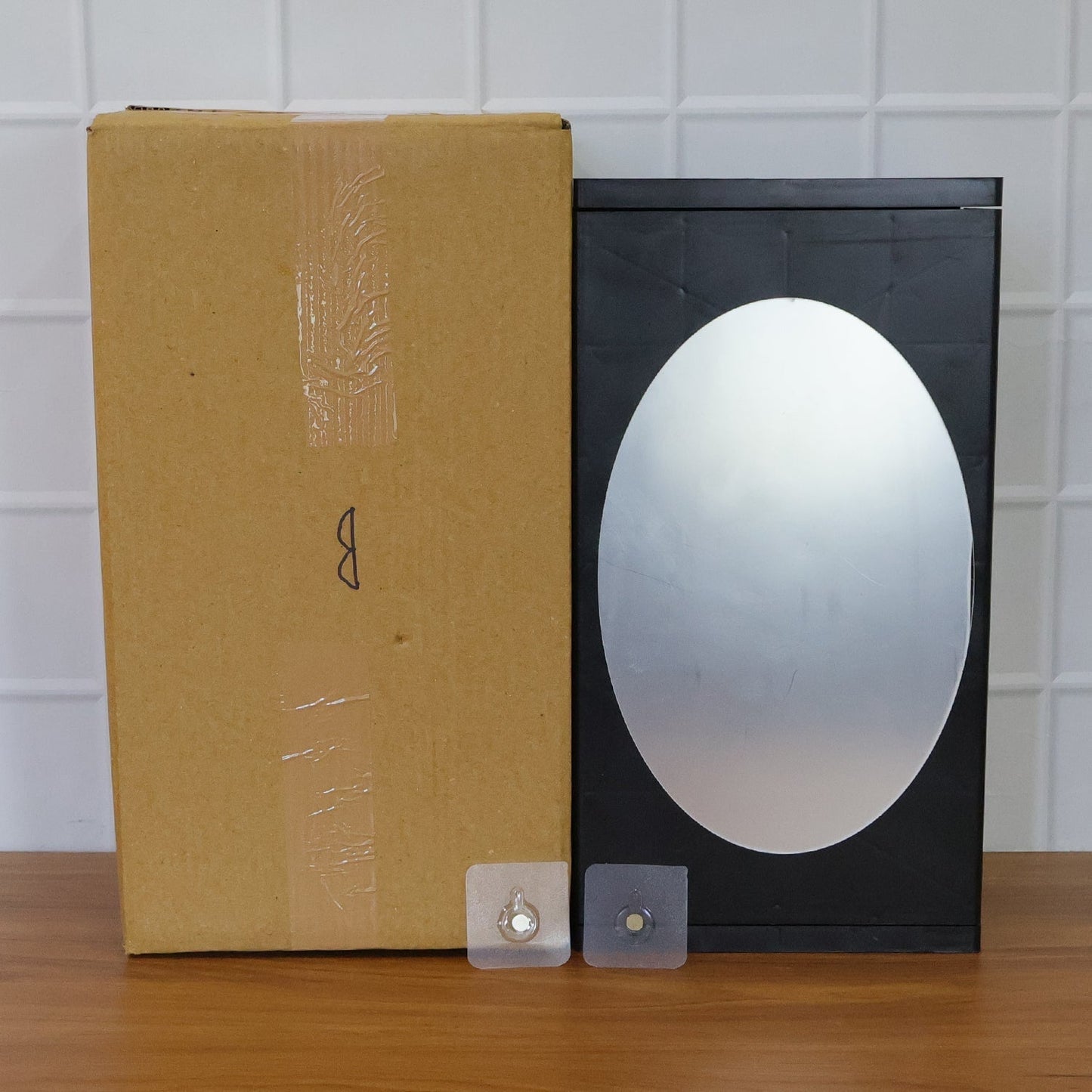 Wall Mounted Black Rotating Storage Cabinet Organizer (1 Pc, 22x42 Cm)