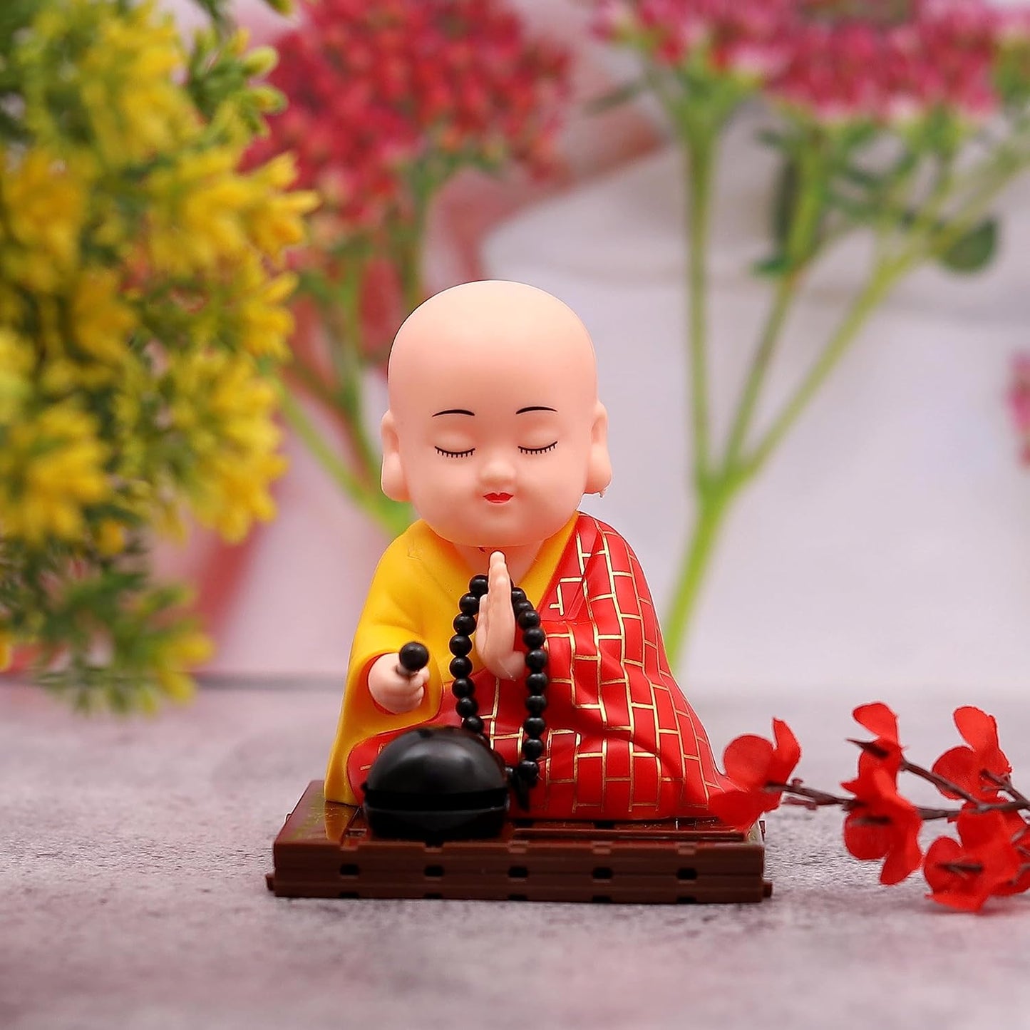 Solar Powered Sitting Buddha Statue, Moving Head and Hand (1 Pc / Medium)