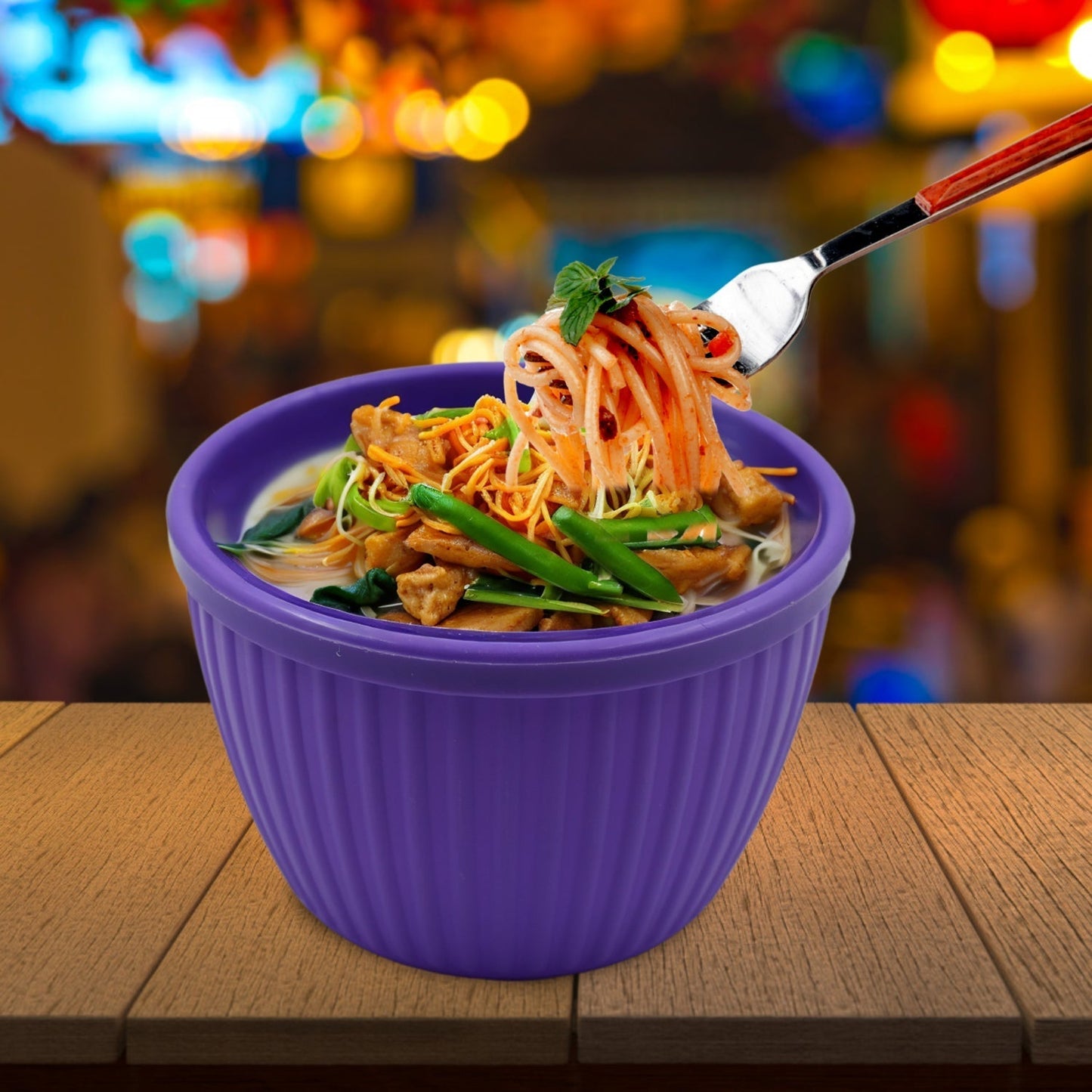 Plastic Round Noodles Maggie Bowl, Soup Bowls for Easy Perfect Breakfast Cereals, Fruits, Beverages, Essentials, Salad, Pasta, Snack Bowl, Microwave Safe, Safe (1 Pc)f
