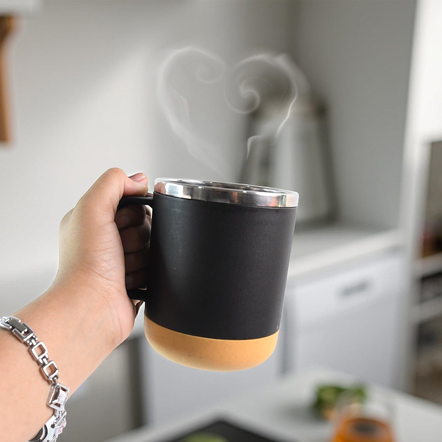 Insulated Coffee Mug with Spill-Proof Lid (Approx 450ML & 1 Pc)